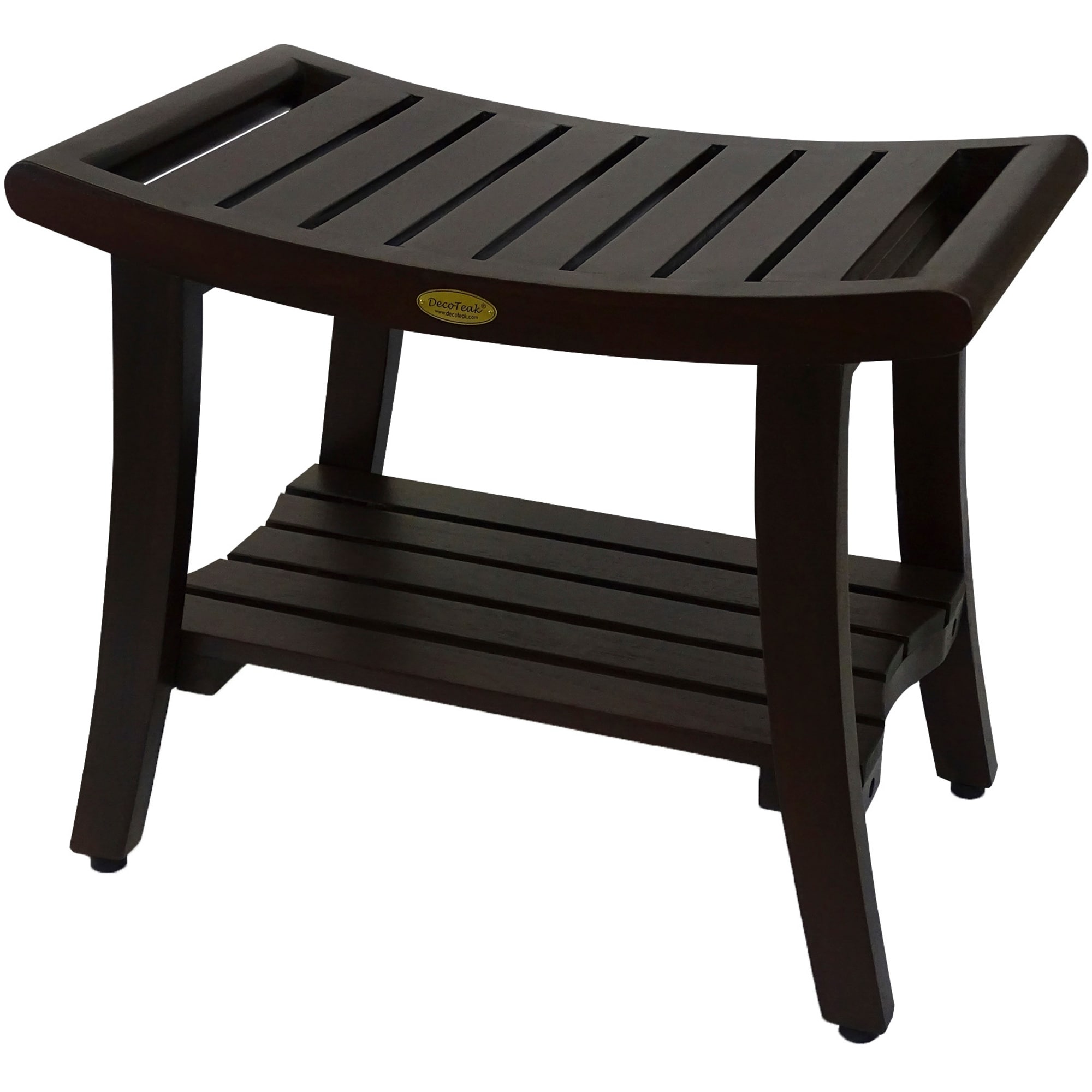 Elegant Harmony 24" Wide Teak Wood Safety Shower Bench with Shelf