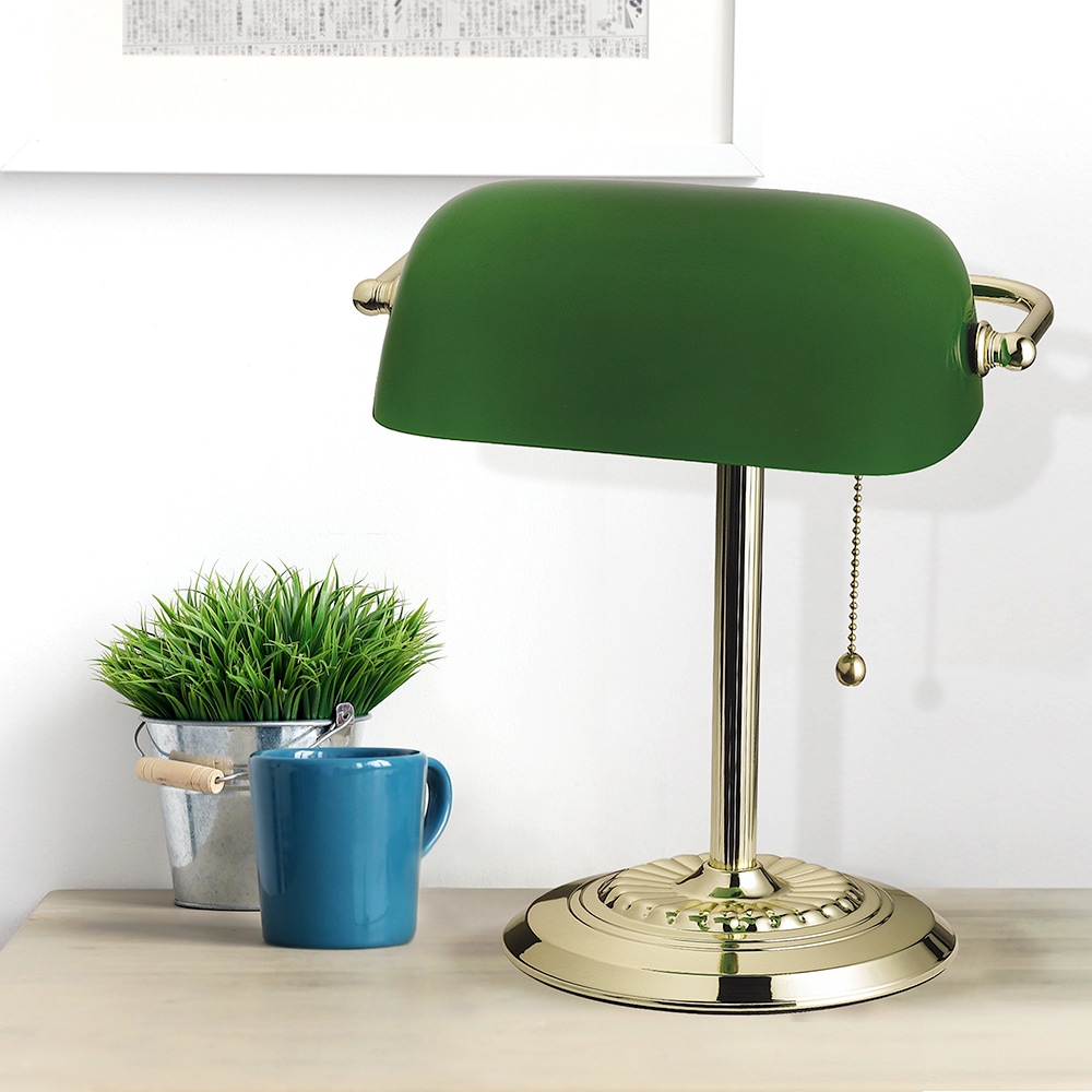 Green Glass Bankers Desk Lamp,Vintage Desk Lamp Touch Control, 3 Way  Dimmable Table Lamp with USB Charging Port, Mid Century Banker's Desk Lamp  for