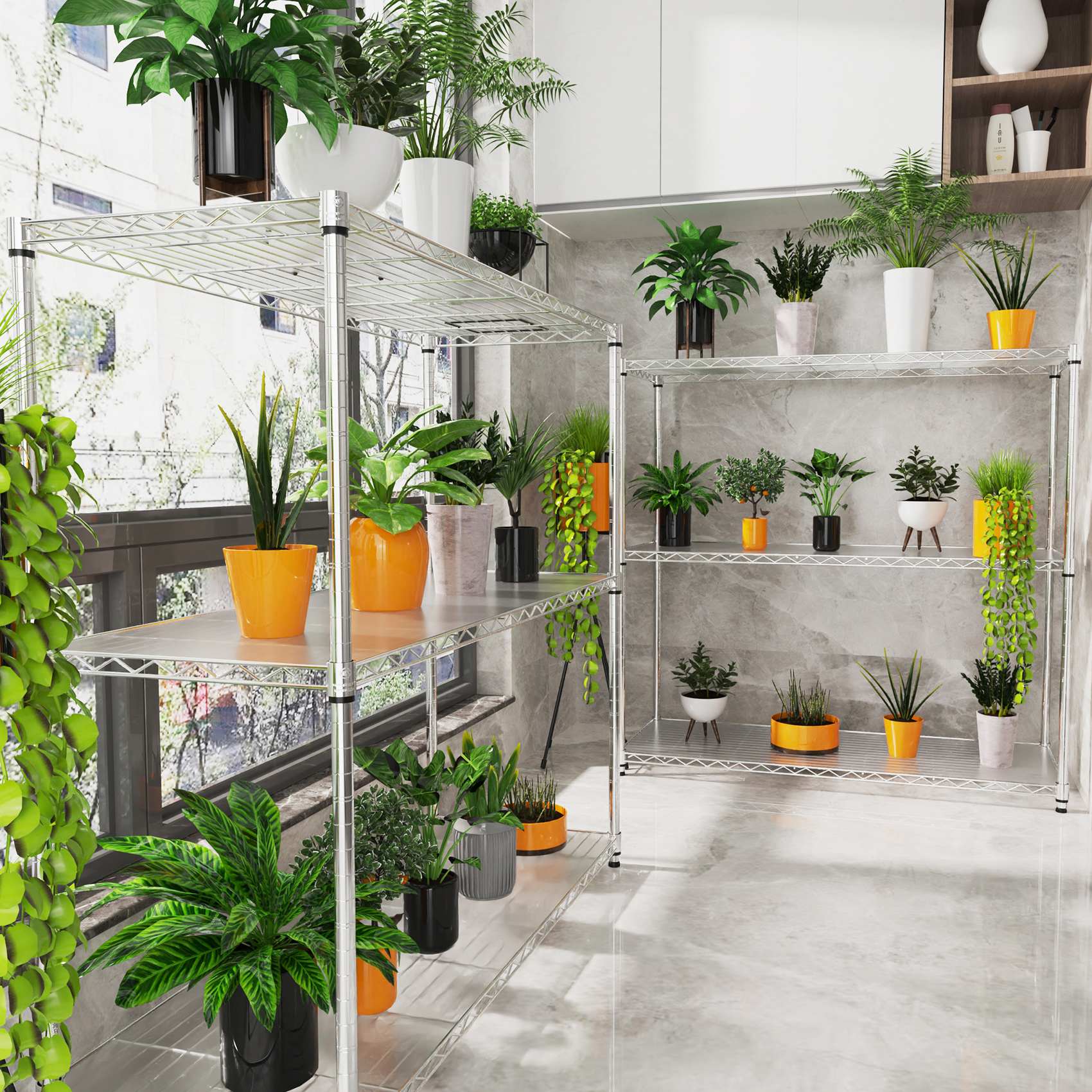 Misty Moon 3 Tier Chrome Colored Wire Shelving Unit Ht Adjustable Metal Garage Storage Shelves Heavy Duty Storage Wire Rack Metal Shelves