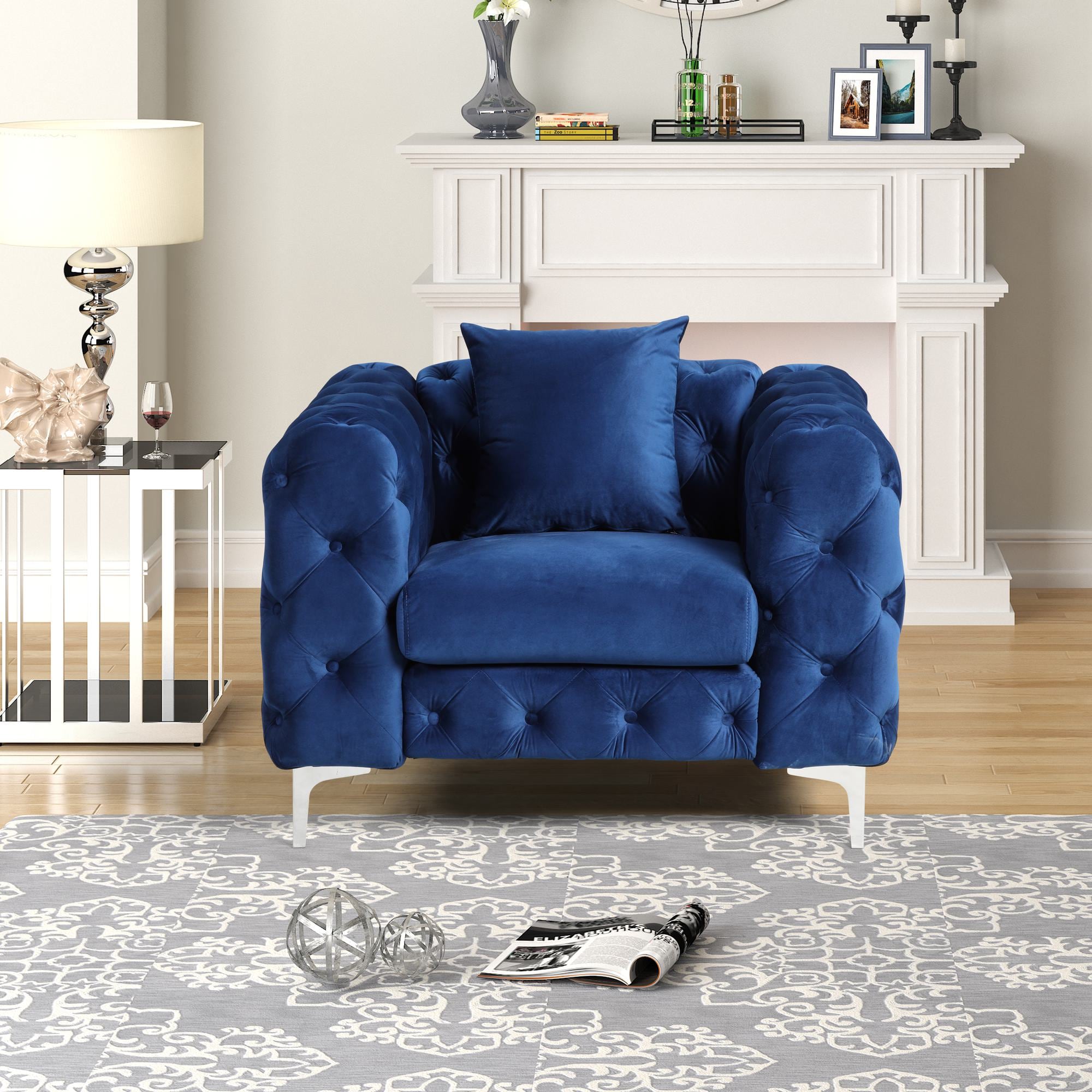 FARATI 8206-BLUE-1 2 Modern Blue Accent Chair