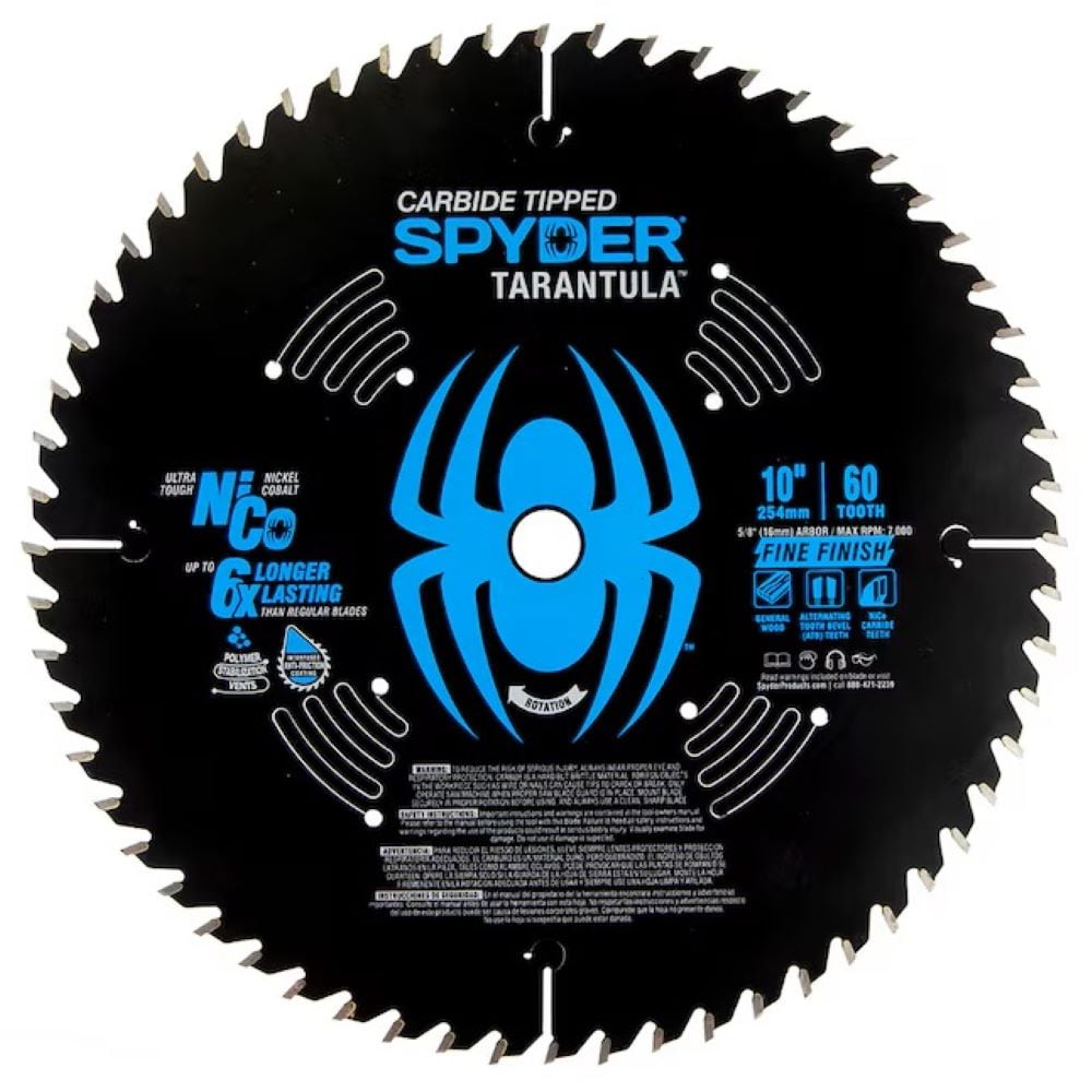 Spyder Fine Finish 10-in 60 -Tooth Fine Finish Tungsten carbide-tipped steel Miter/Table saw blade Individual #13012