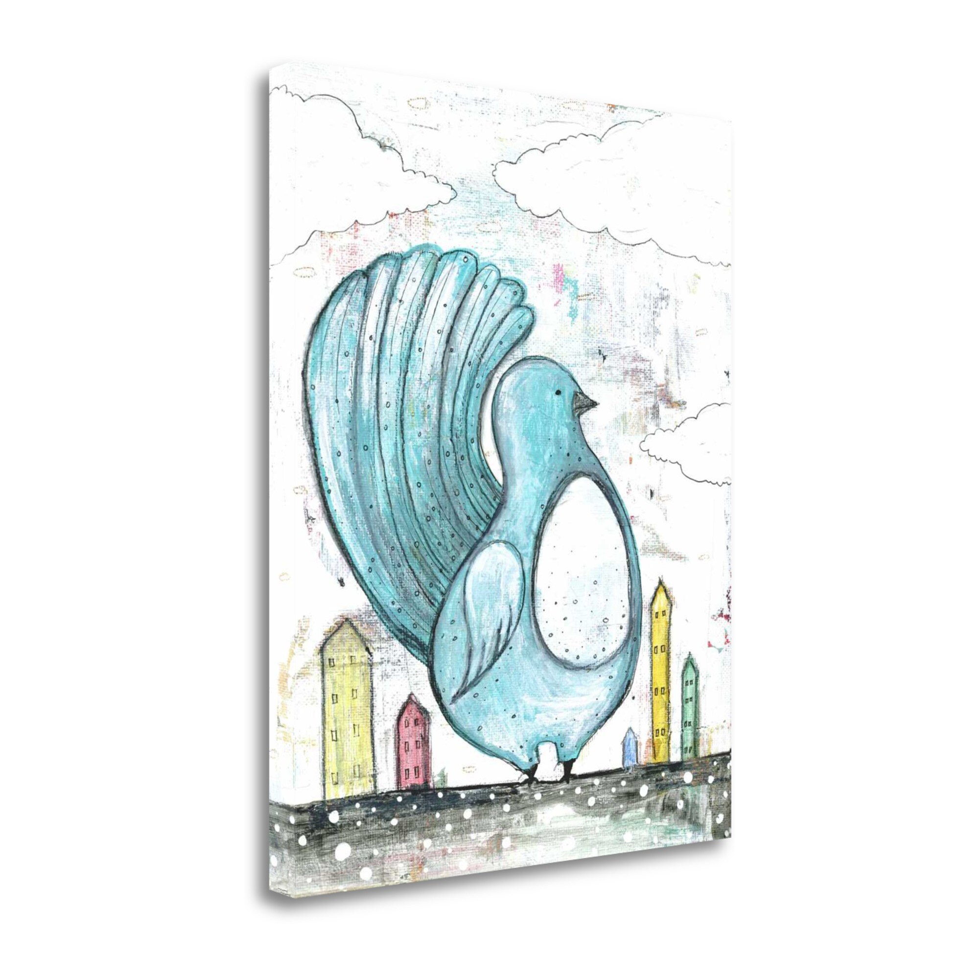 Tangletown Fine Art SBSO1134-1822C Big Blue Bird Sarah Ogren 22-in H x 18-in W Animals Print on Canvas