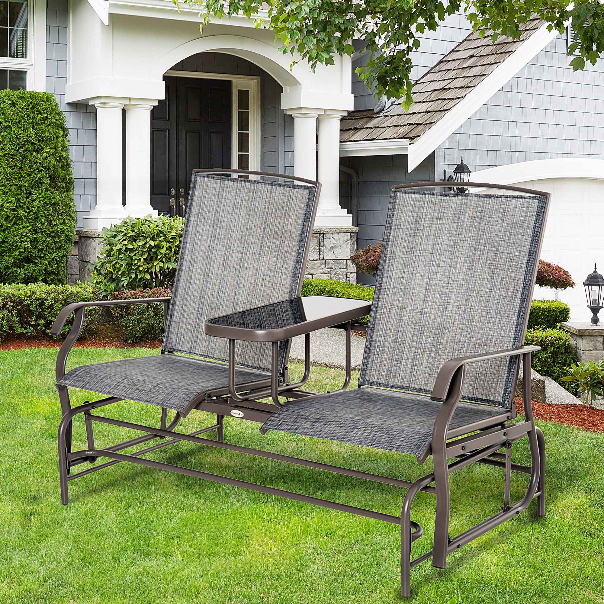ZAKLOOP WU046S00089 30.75-Inches L x 40 D x 40 H Glider Bench Steel Gray Park Chair