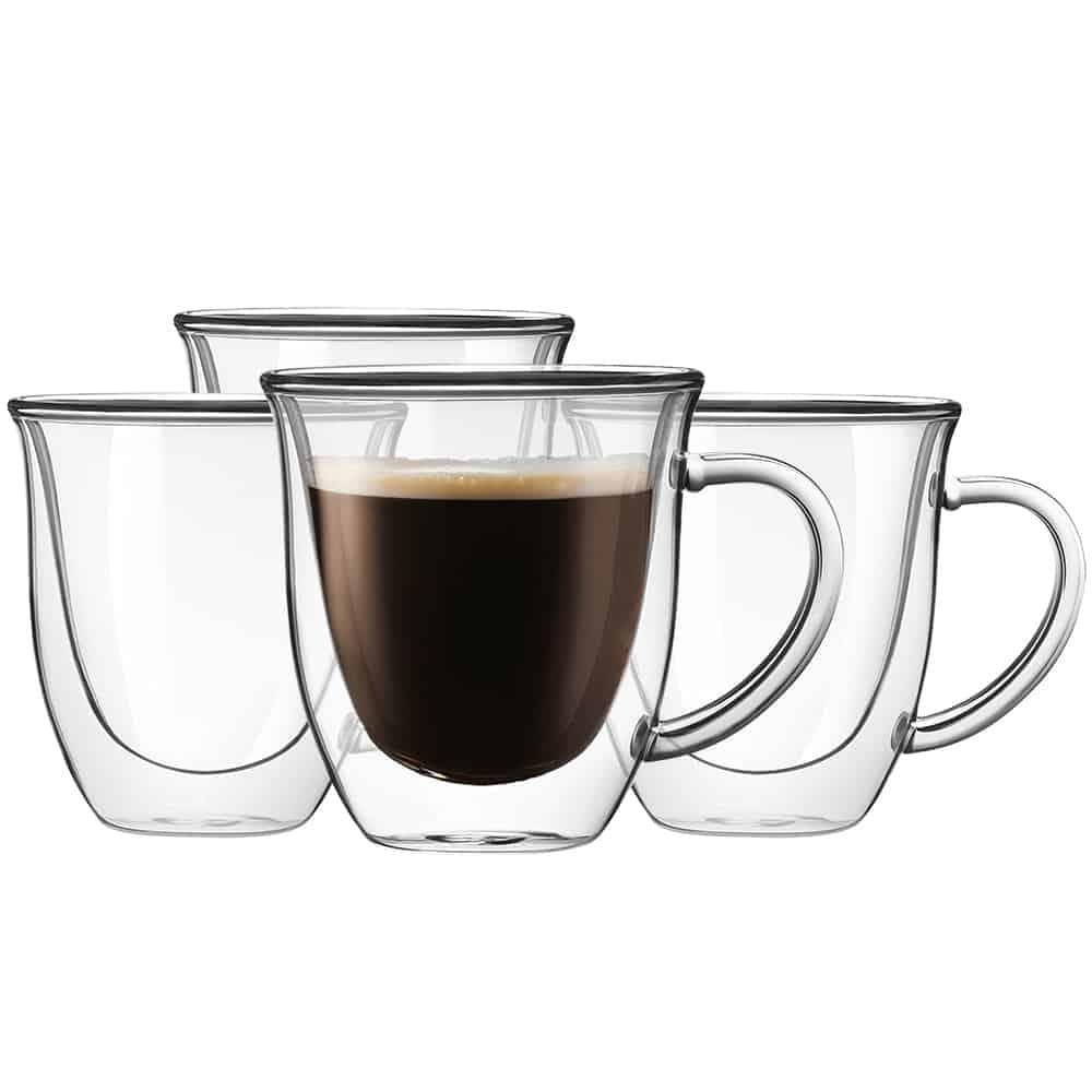 JoyJolt Serene Double Wall Insulated Glass 7.4-ounce Double Walled Coffee  and Tea Mugs With Handle (Set of 2)
