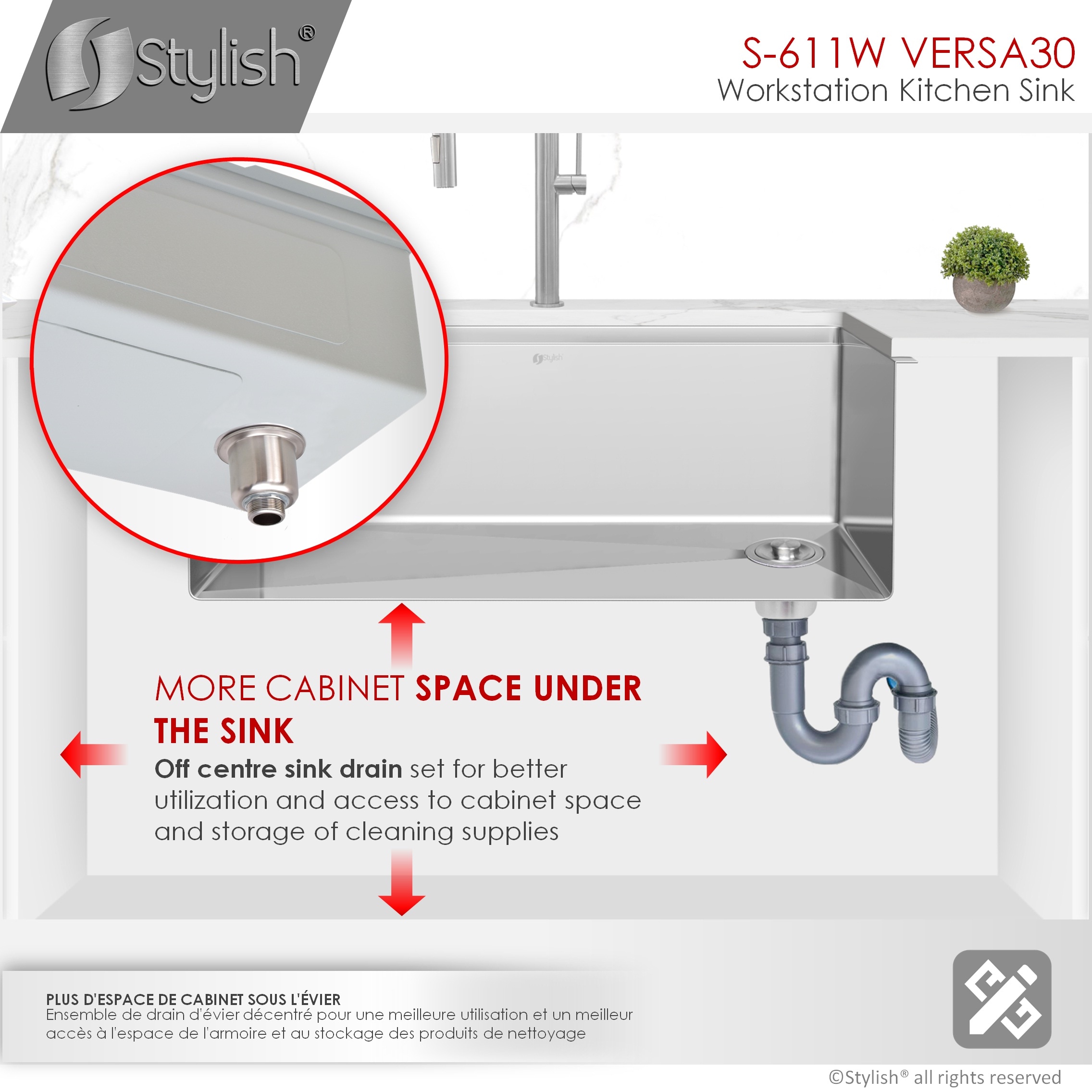 Stylish S-611W1 Kitchen-Sinks - View #14