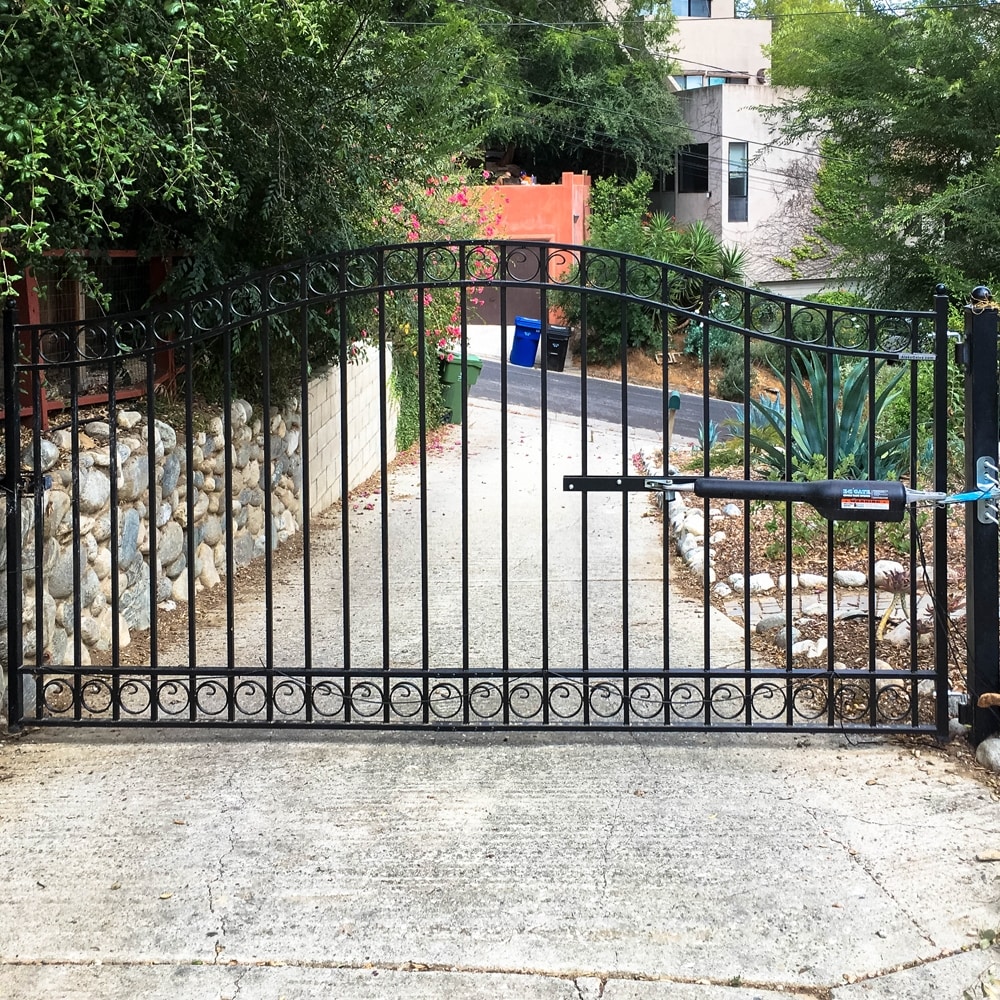 ALEKO 14-ft X 6-ft Black Galvanized Steel Driveway Gate In The Driveway ...