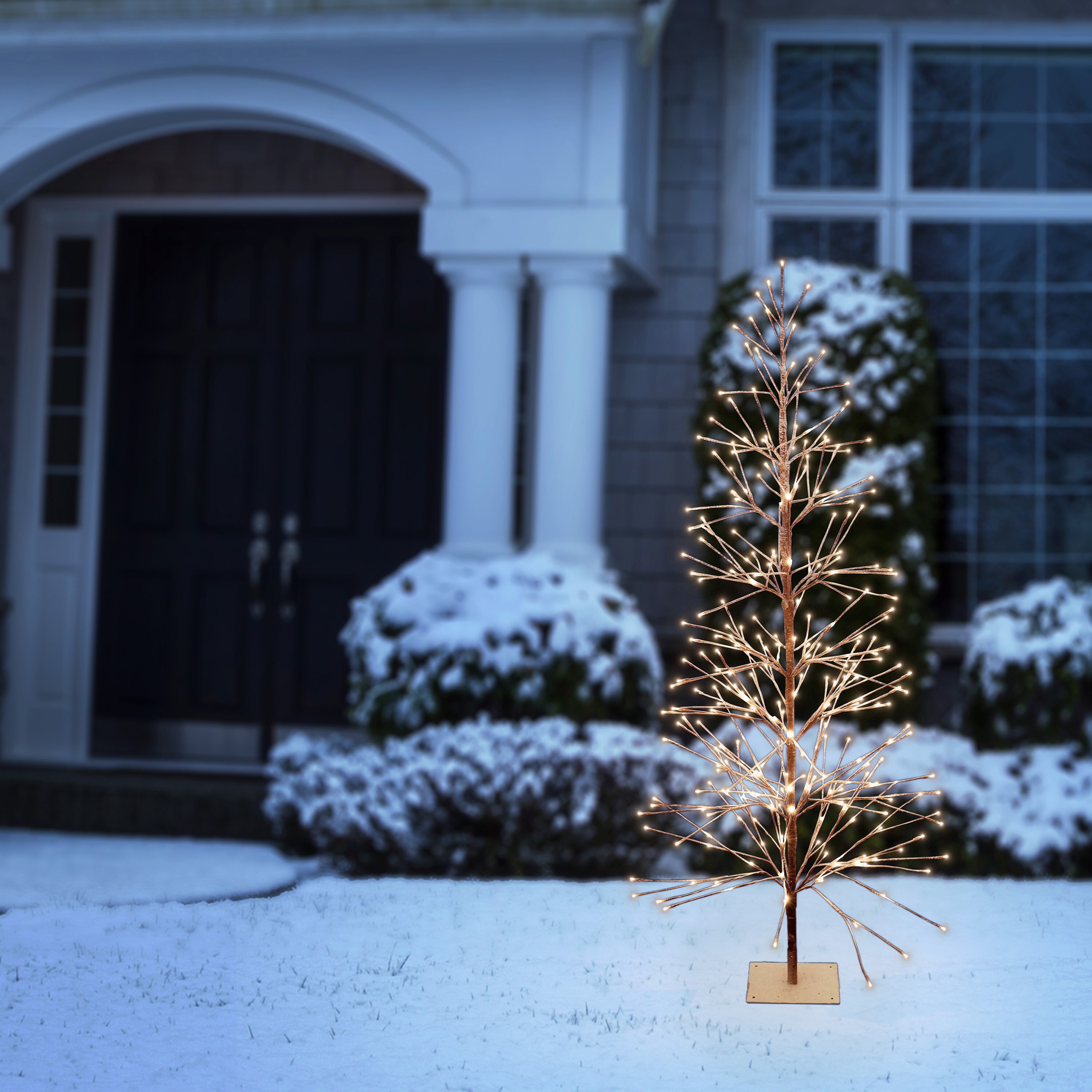 71" Brown LED-Lit Outdoor Christmas Tree with Warm White Lights