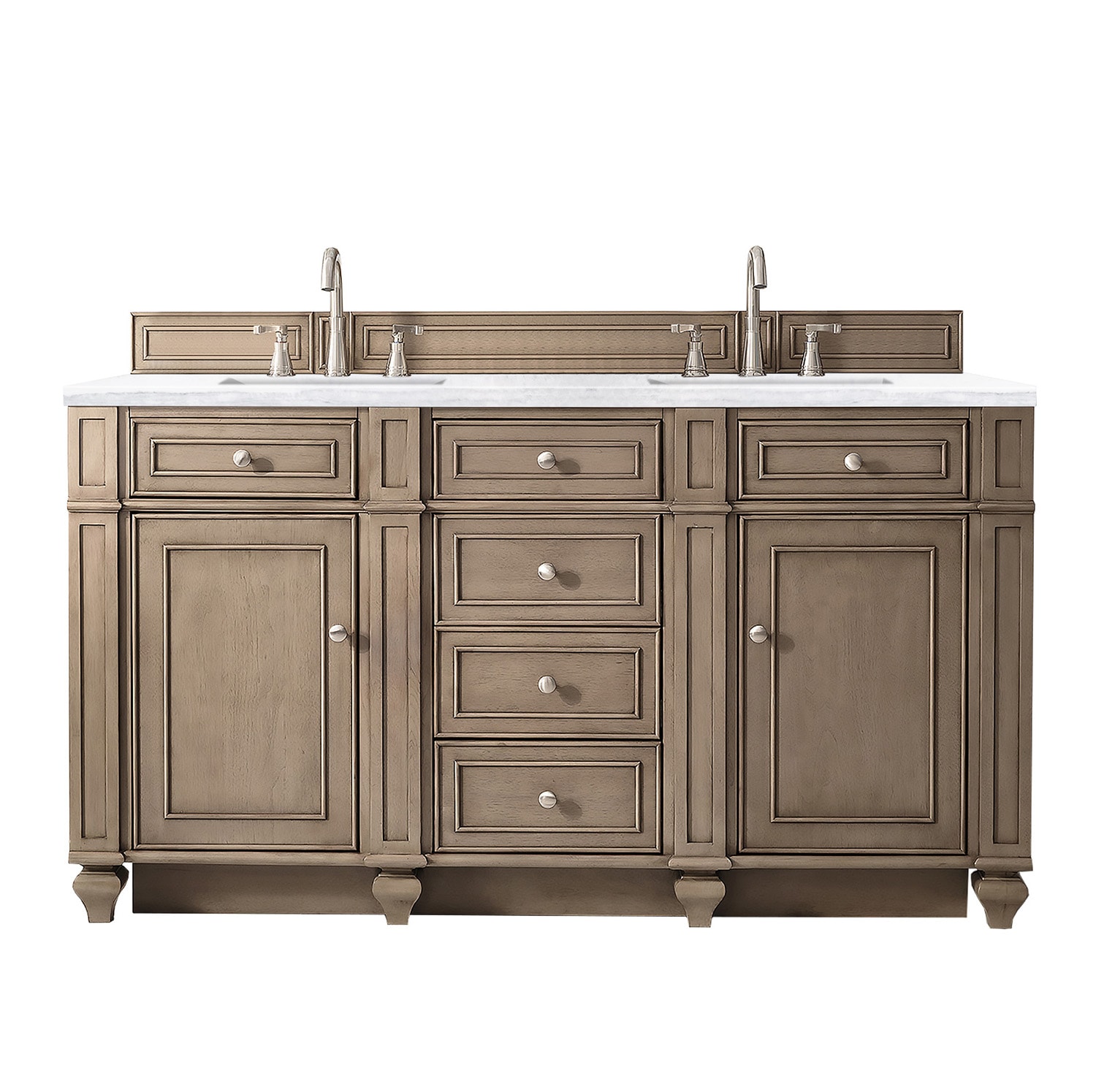 Bristol 60" Dark Wood Double Vanity with Arctic Fall Top