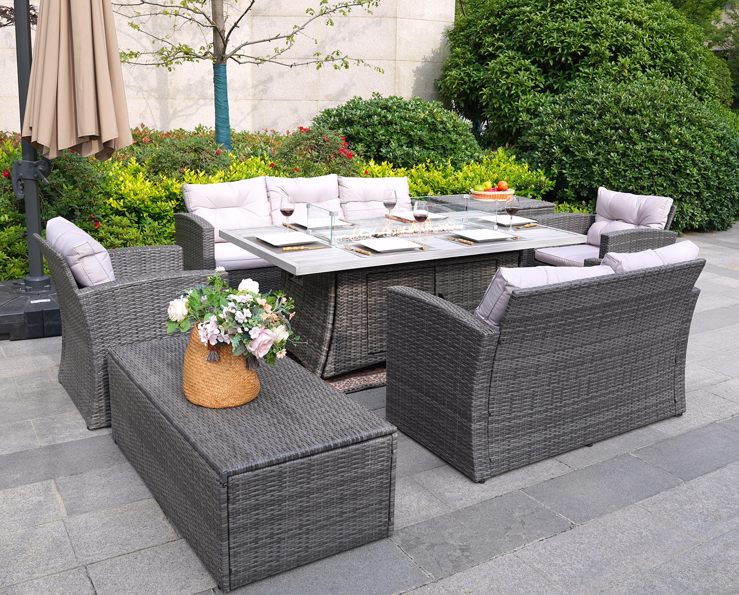 Direct Wicker DWG-1506RA-GR Patio-Conversation-Sets - View #3
