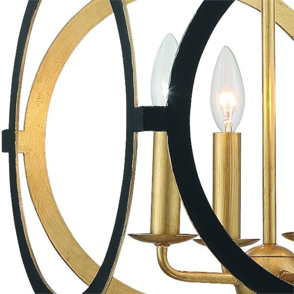 Elegant Black Crystal 4-Light Candelabra Chandelier