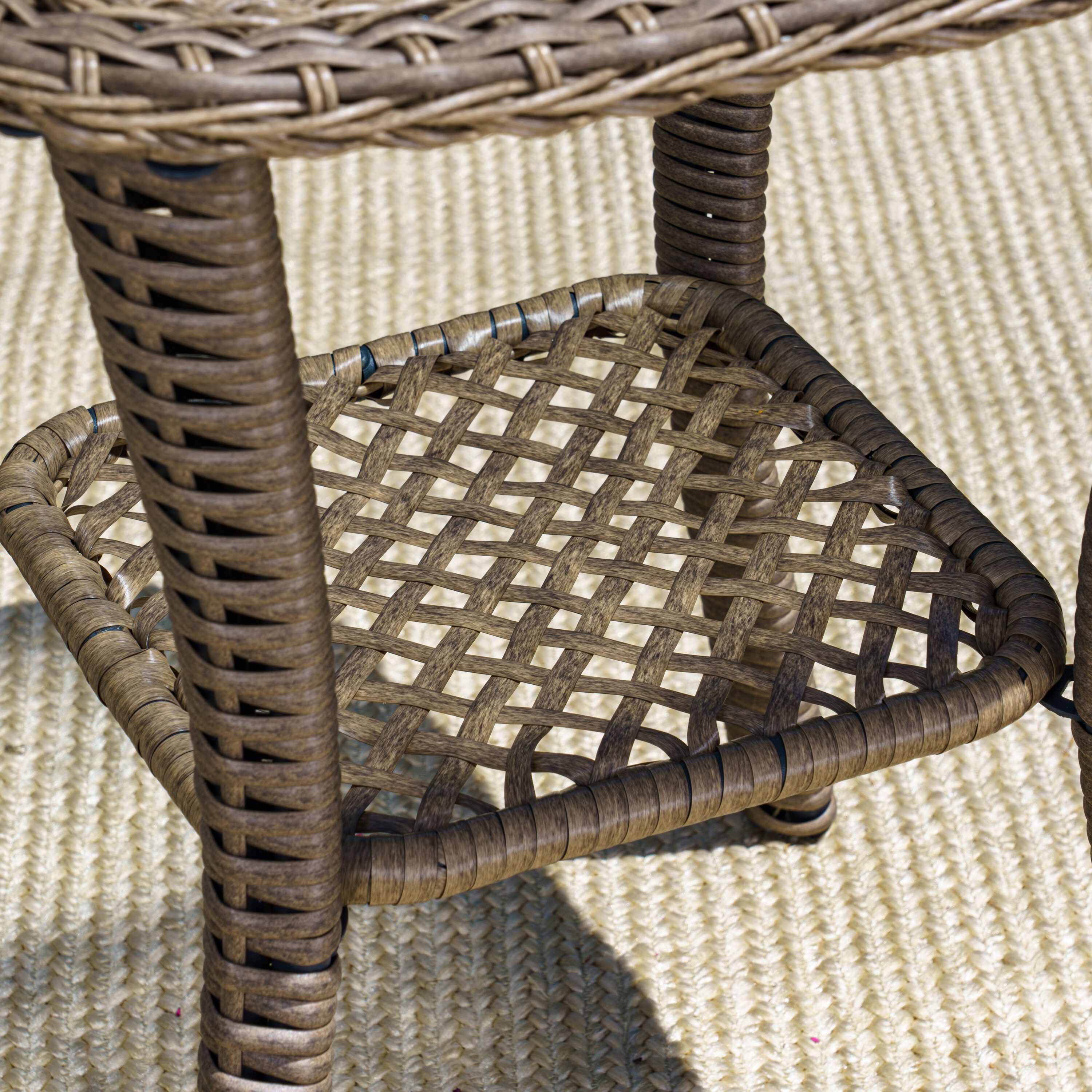 Rio Vista Beige Cushioned Brown Wicker Outdoor Glider Chair Set
