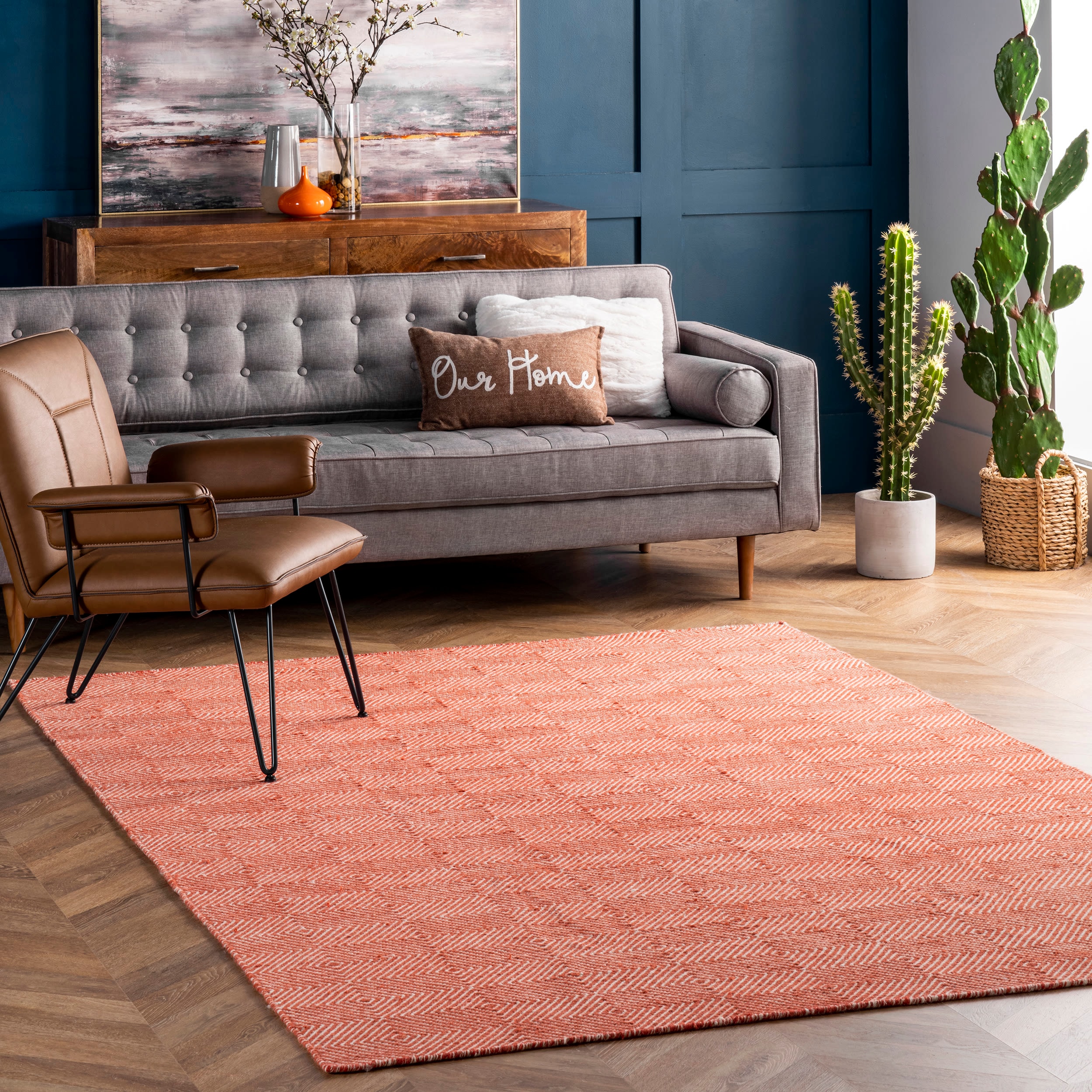 nuLOOM MTSF01H-8010 Ago 8 x 10 (ft) Wool Rust Rectangular Indoor Geometric Area rug