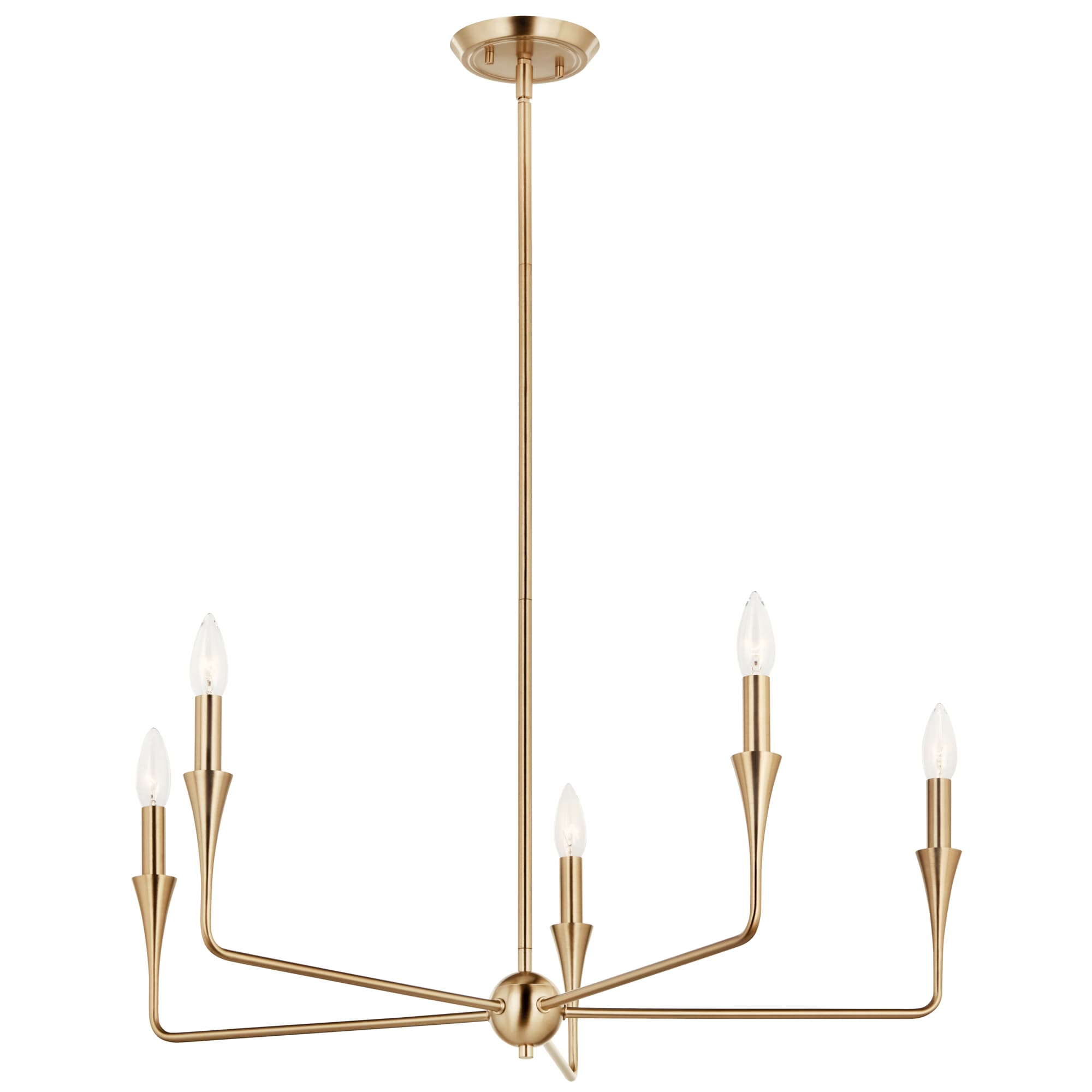 Kichler 52689CPZ Alvaro 5 -Light Gold Modern/contemporary Bare bulb For Use in Bedrooms, Dining Rooms, Foyers, Kitchens, Living Rooms Chandelier