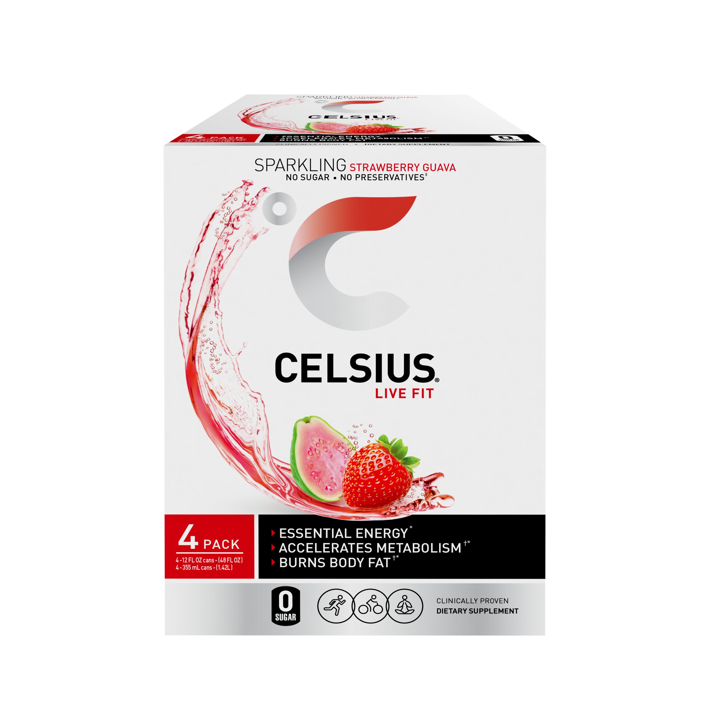 Celsius 889392010367 48 -Pack 48 Fluid ounce(s) Strawberry Guava Energy drink