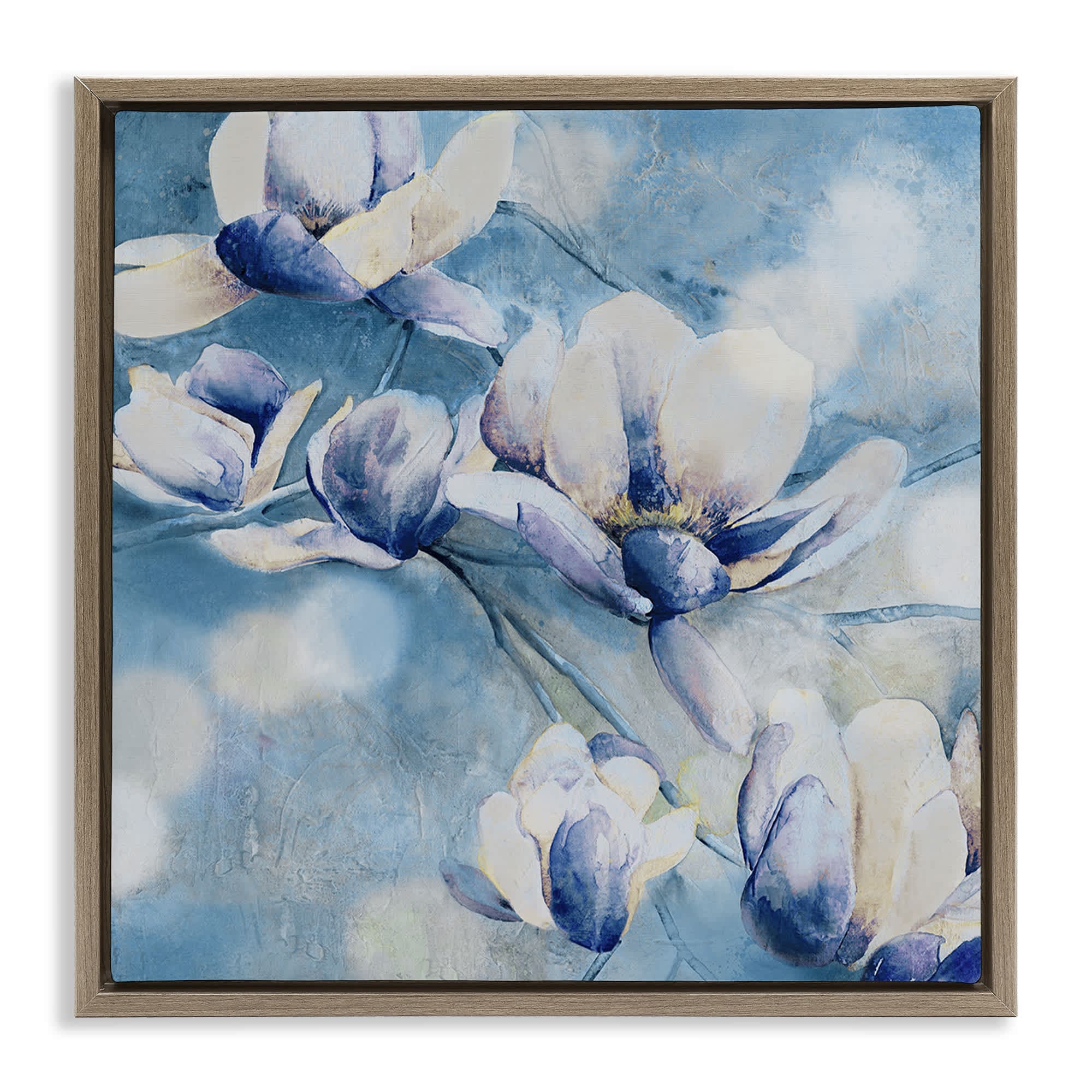 Stupell Industries BS-279-FFE-17X17 Blue Flowers and Bokeh Floating Frame design by Carol Robinson