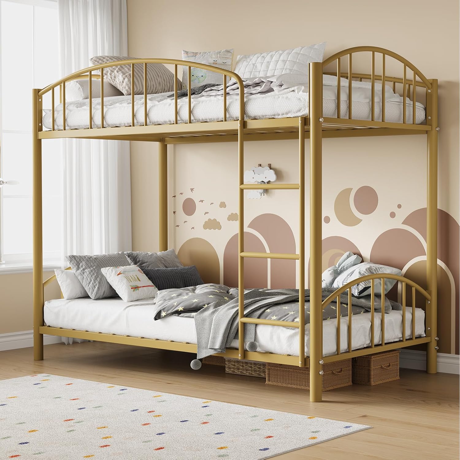 CPブランケット　bright brightwin 2gether Qeetex Metal Bunk Bed Twin Over Twin Heavy Duty Bunkbeds Frame