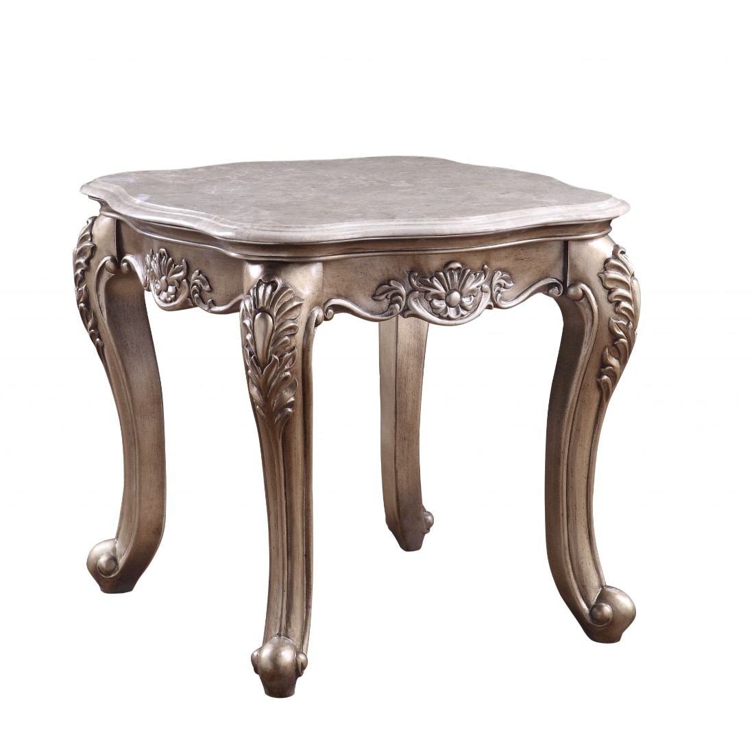 HomeRoots 4000485869 29-Inches W x 24-Inches H Champagne Granite/Marble Rectangular Modern End Table
