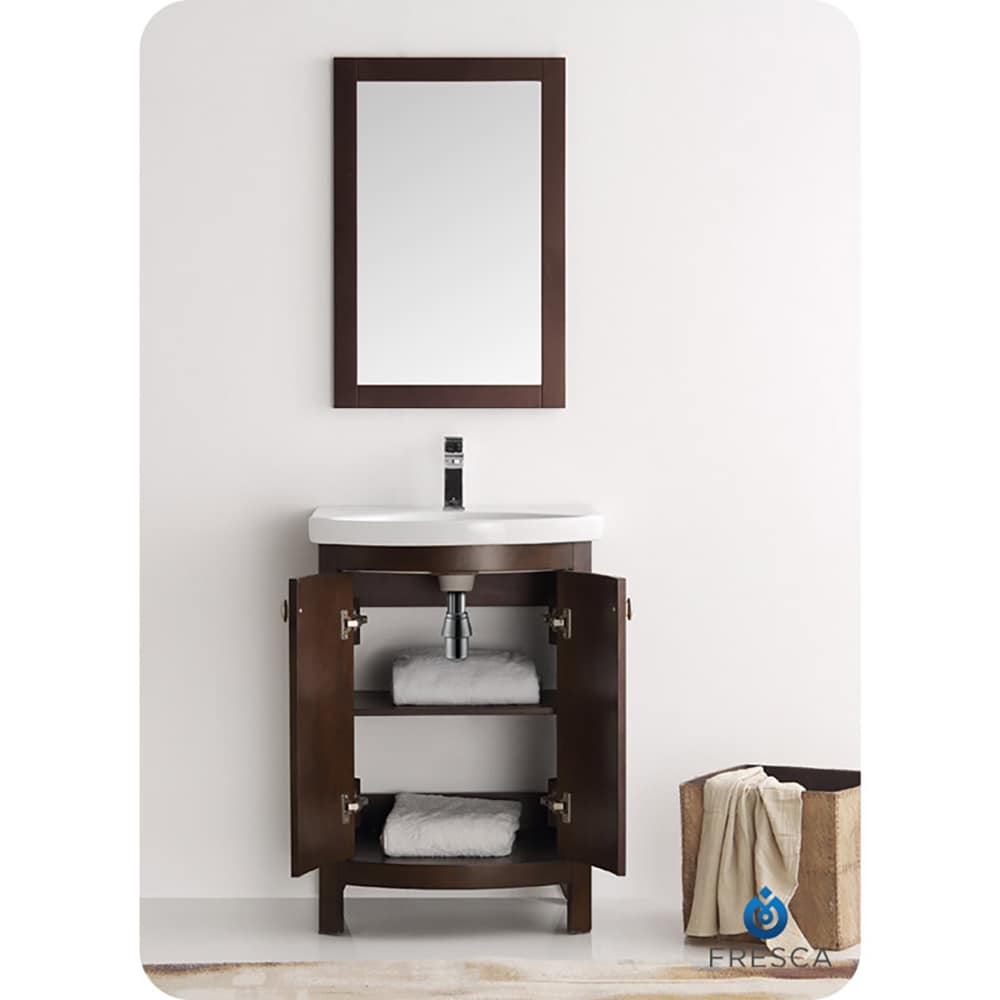 Antique Coffee 20" Rectangular Wood Bathroom Vanity Mirror