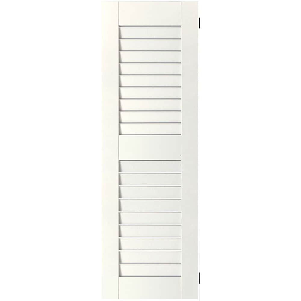 Ekena Millwork RWL18X058PRM 18-in W x 58-in H Primed Paintable/Stainable Farmhouse Wood Exterior Shutters ( 2 -Pack )