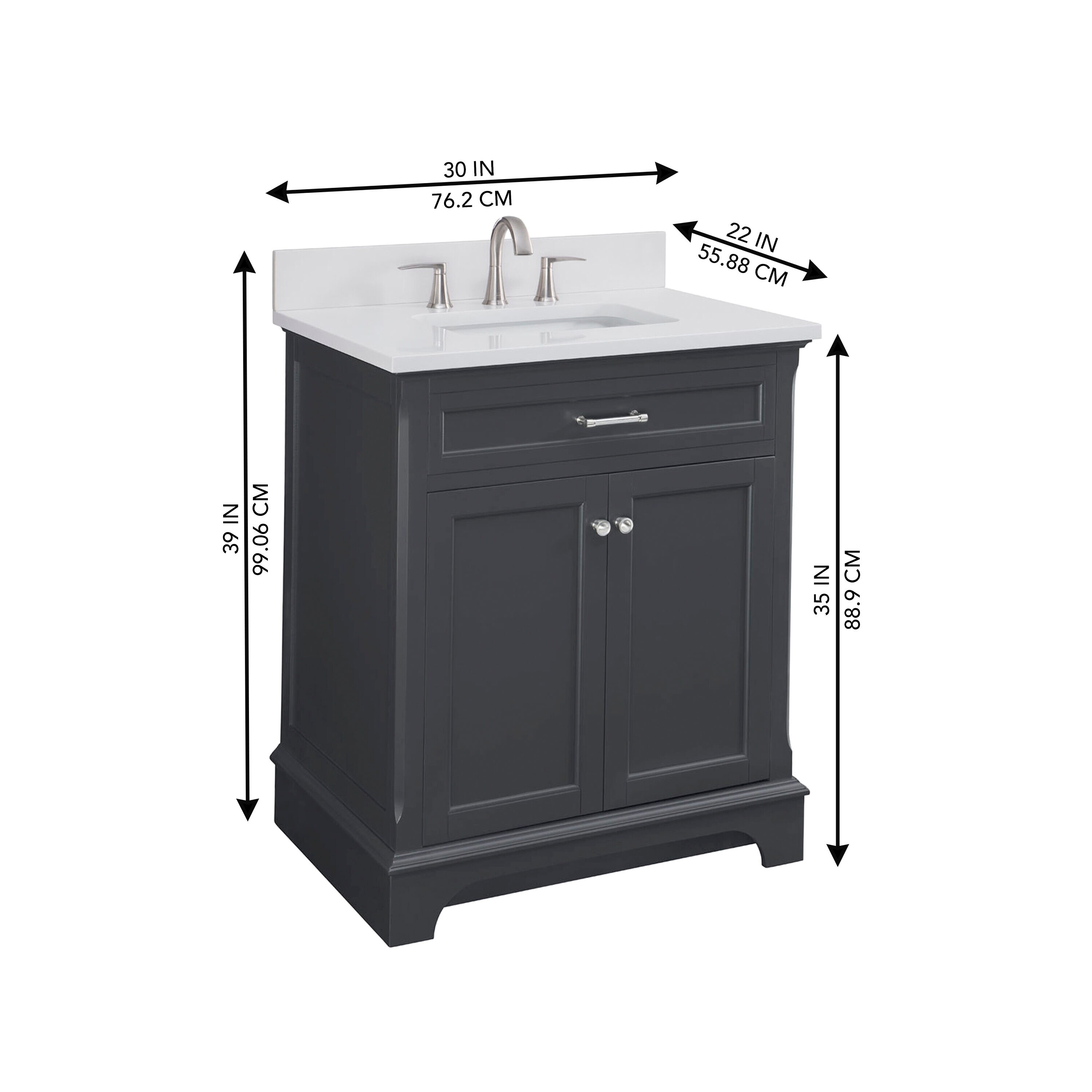 allen + roth Roveland 30-in Dark Gray Undermount Single Sink Bathroom ...