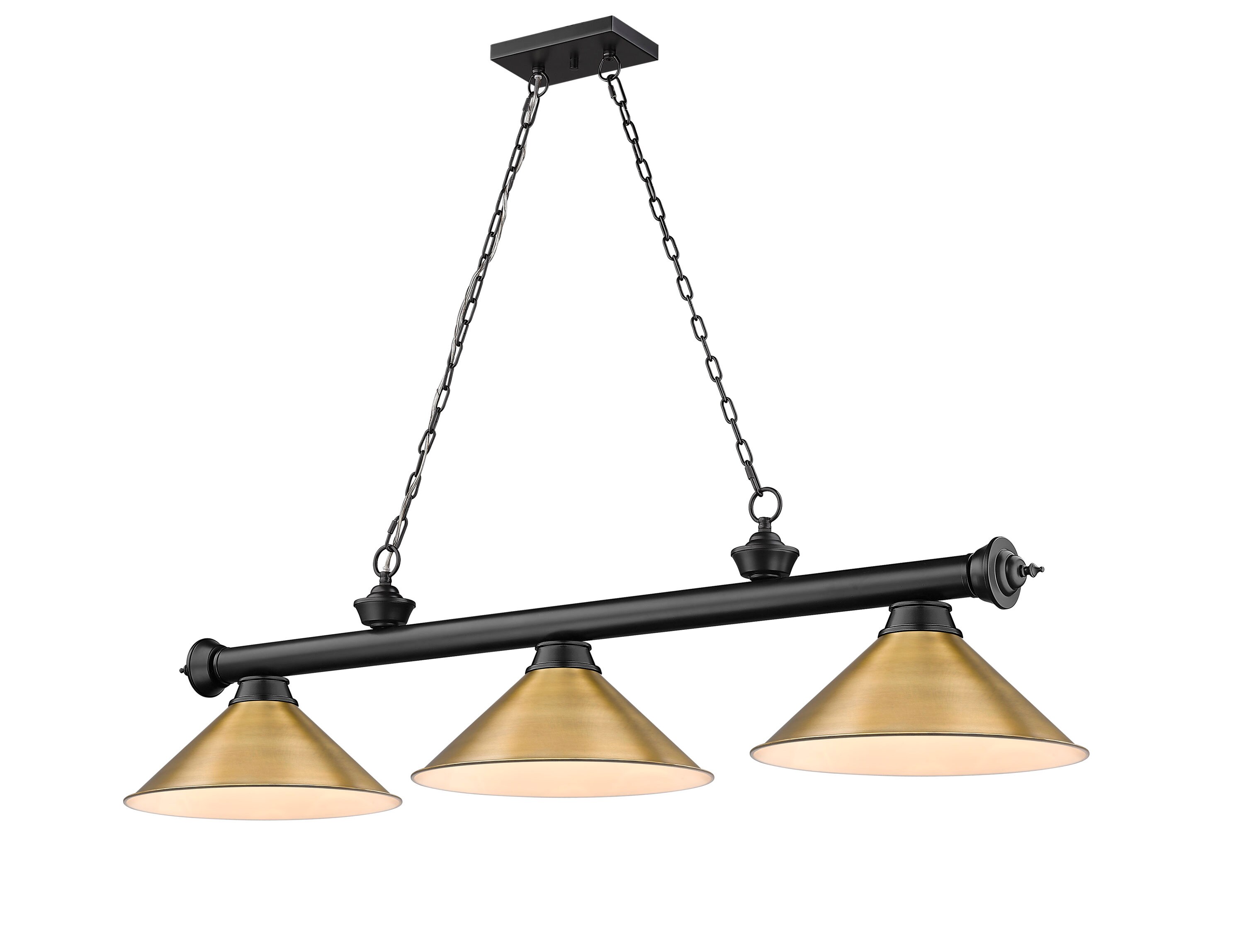 Z-Lite 2306-3MB-RB15 Cordon Matte Black Incandescent Medium Base (e-26) Pool Table Lighting