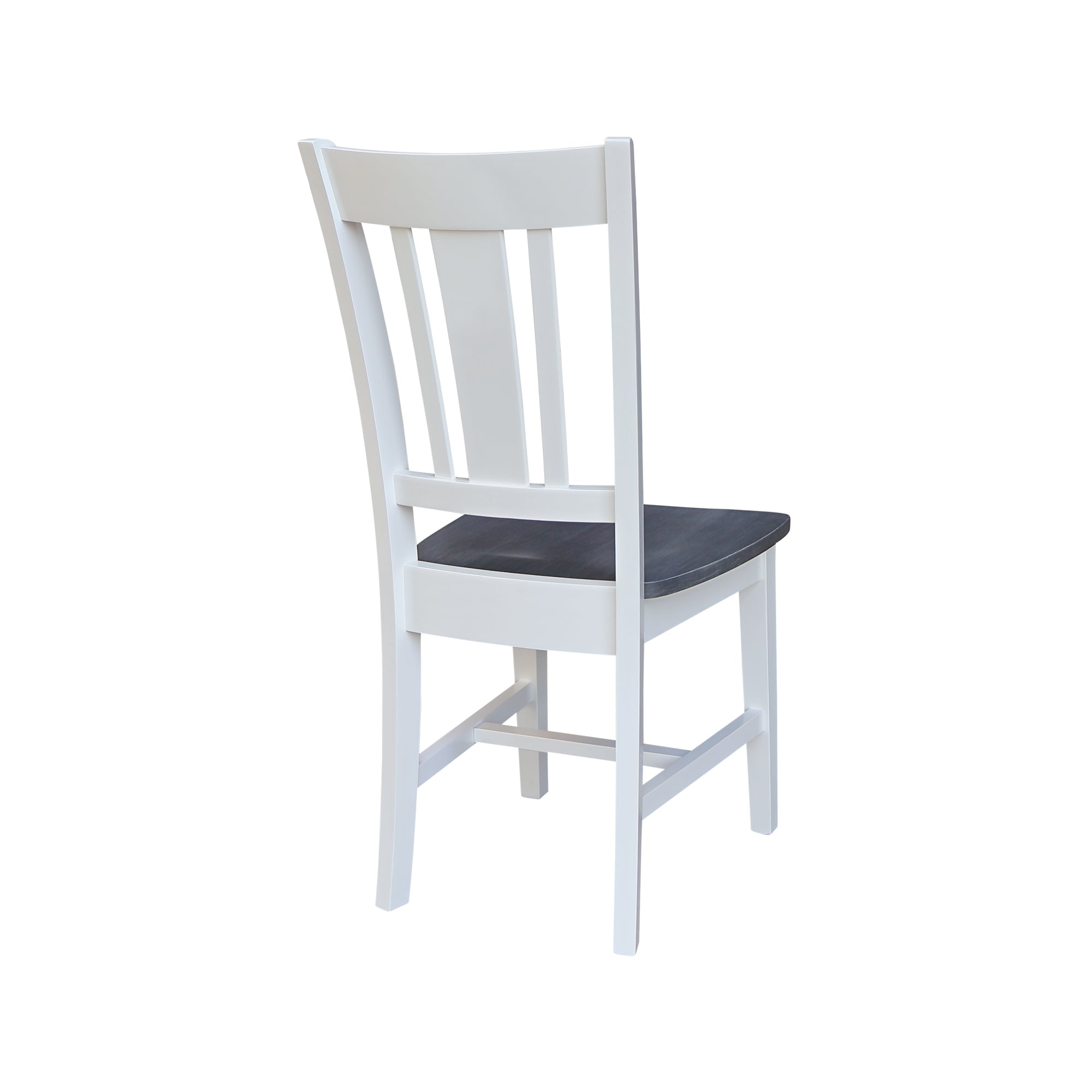 Elegant White Rubberwood Slat-Back Dining Chairs, Set of 2