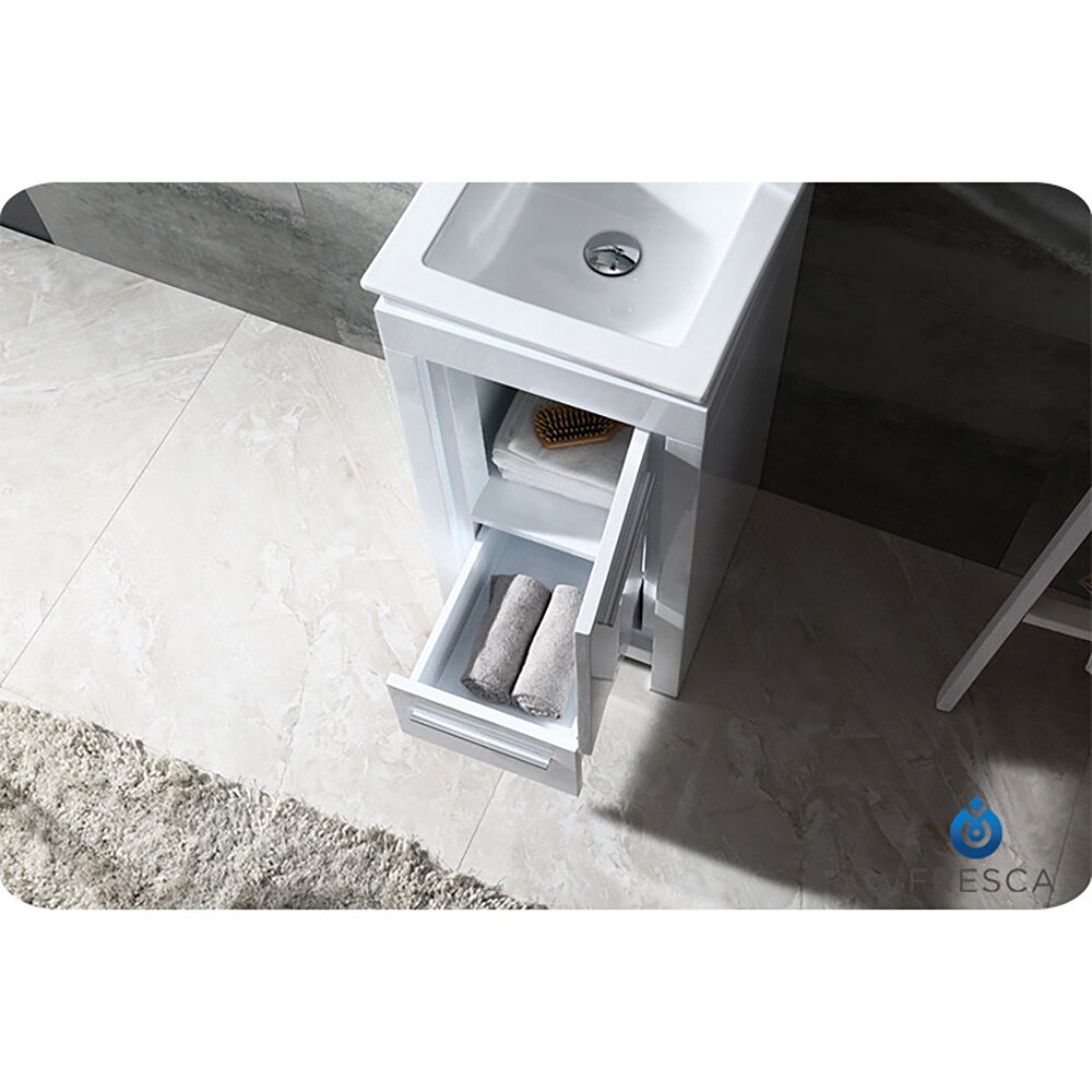 16" White Ceramic Top Modern Bathroom Vanity