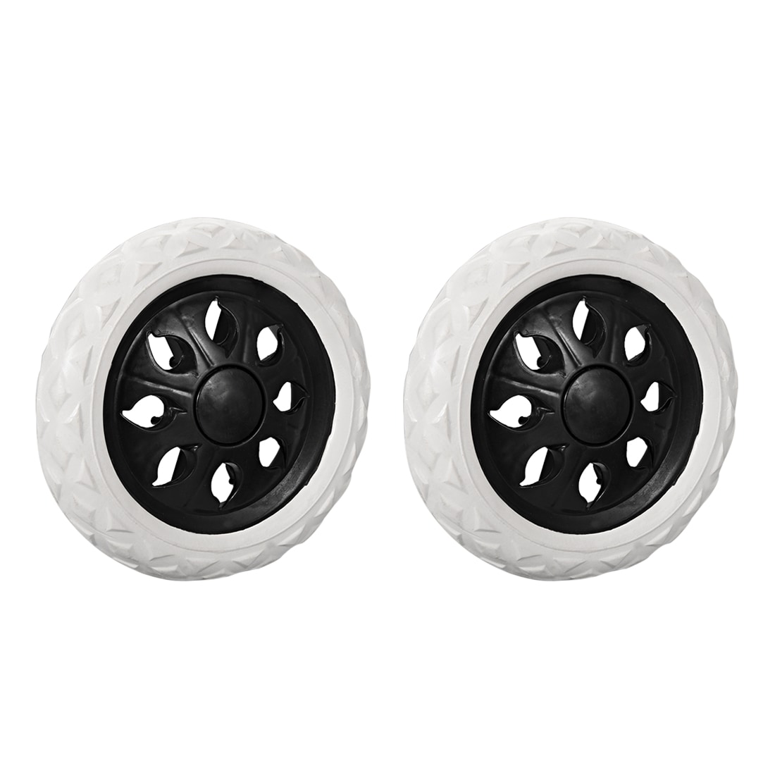 Unique Bargains Shopping Cart Wheel Replacement 6.5 Inch Dia Rubber Foaming Black 2pcs (Load Capacity 22Lbs Each)