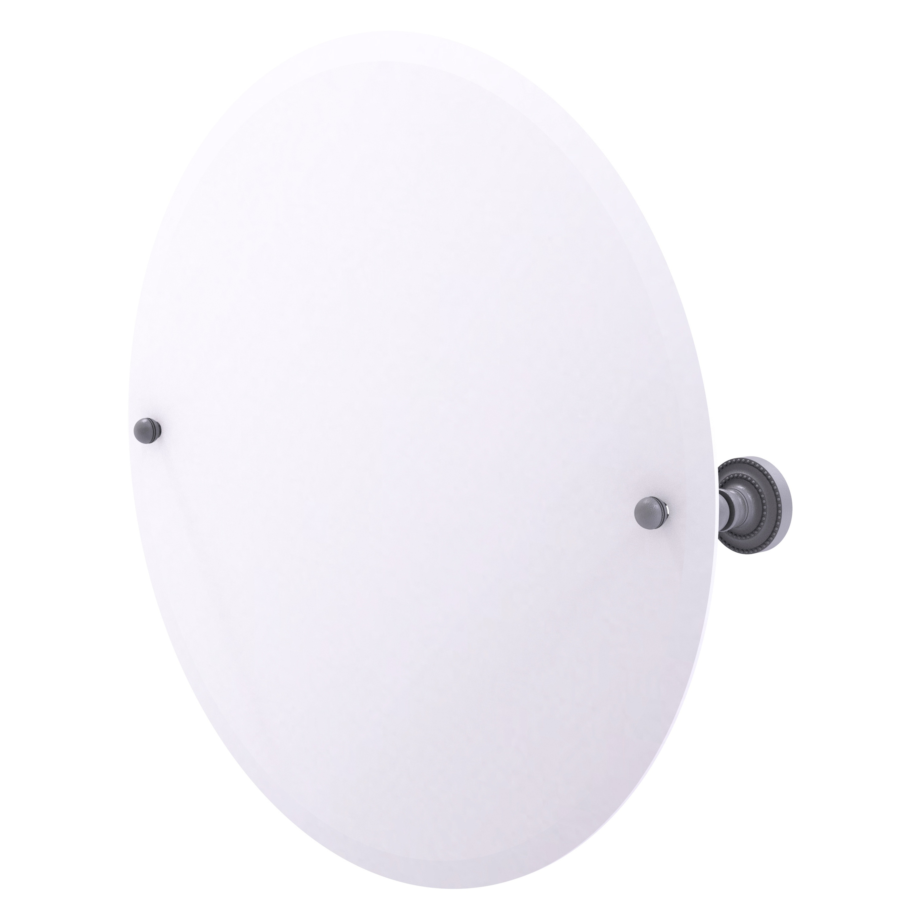 Allied Brass DT-90-GYM Dottingham 22-Inches x 22-Inches Beveled Frameless Round Tilting Bathroom Vanity Mirror ( Matte Gray )