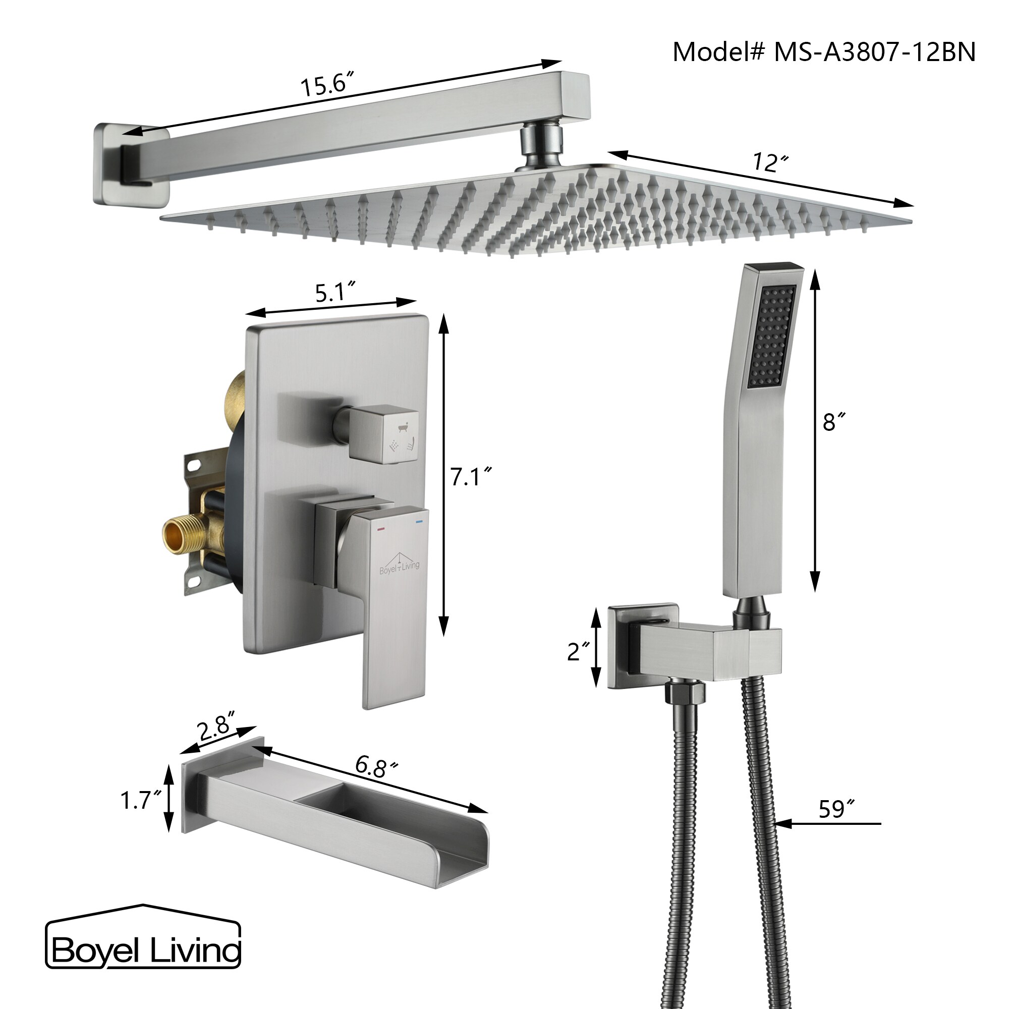 Clihome®  2-Function Bathroom Complete Shower System with Rough-in Va