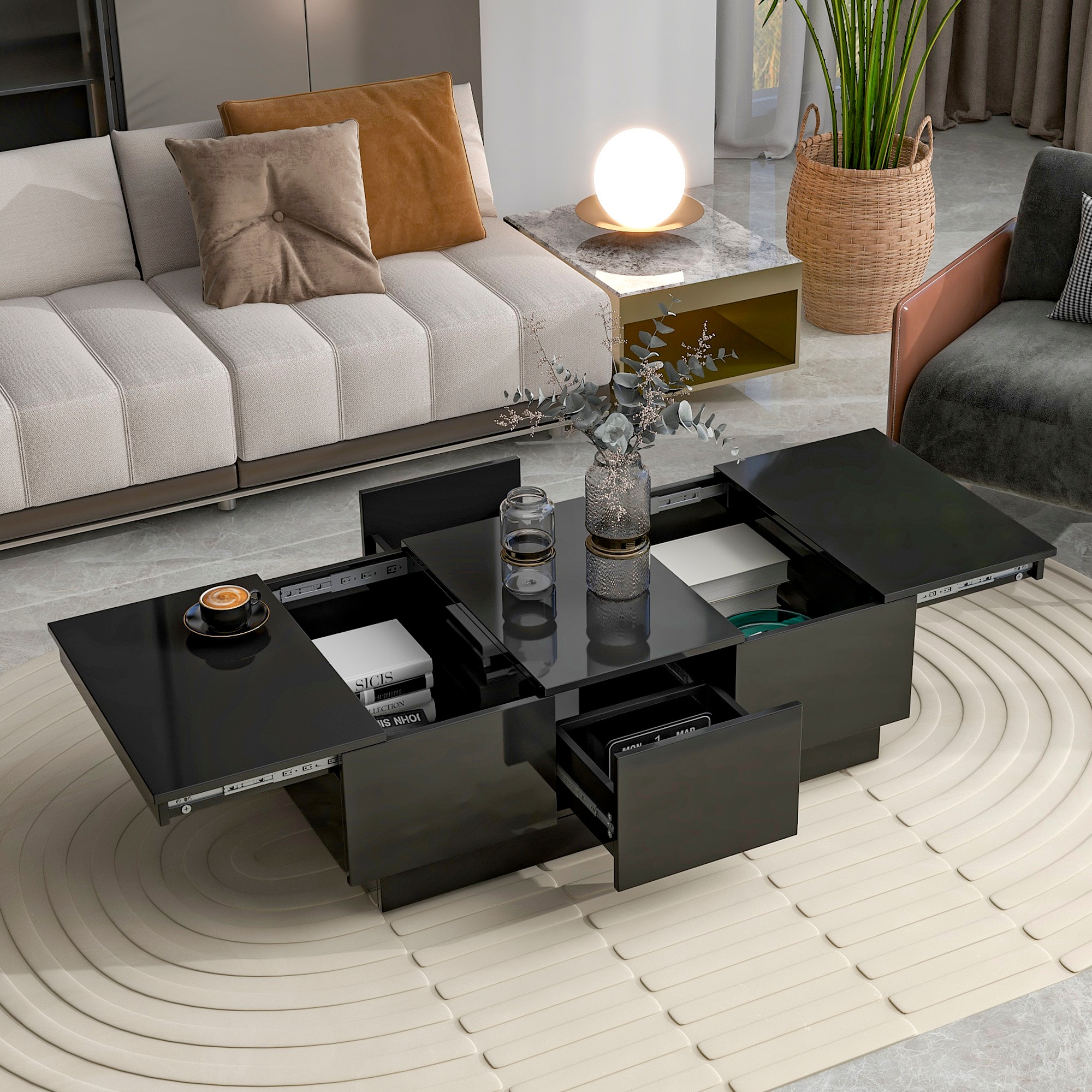 ZAKLOOP WU1760140071 Particle Board Particleboard Modern Coffee Table with Storage
