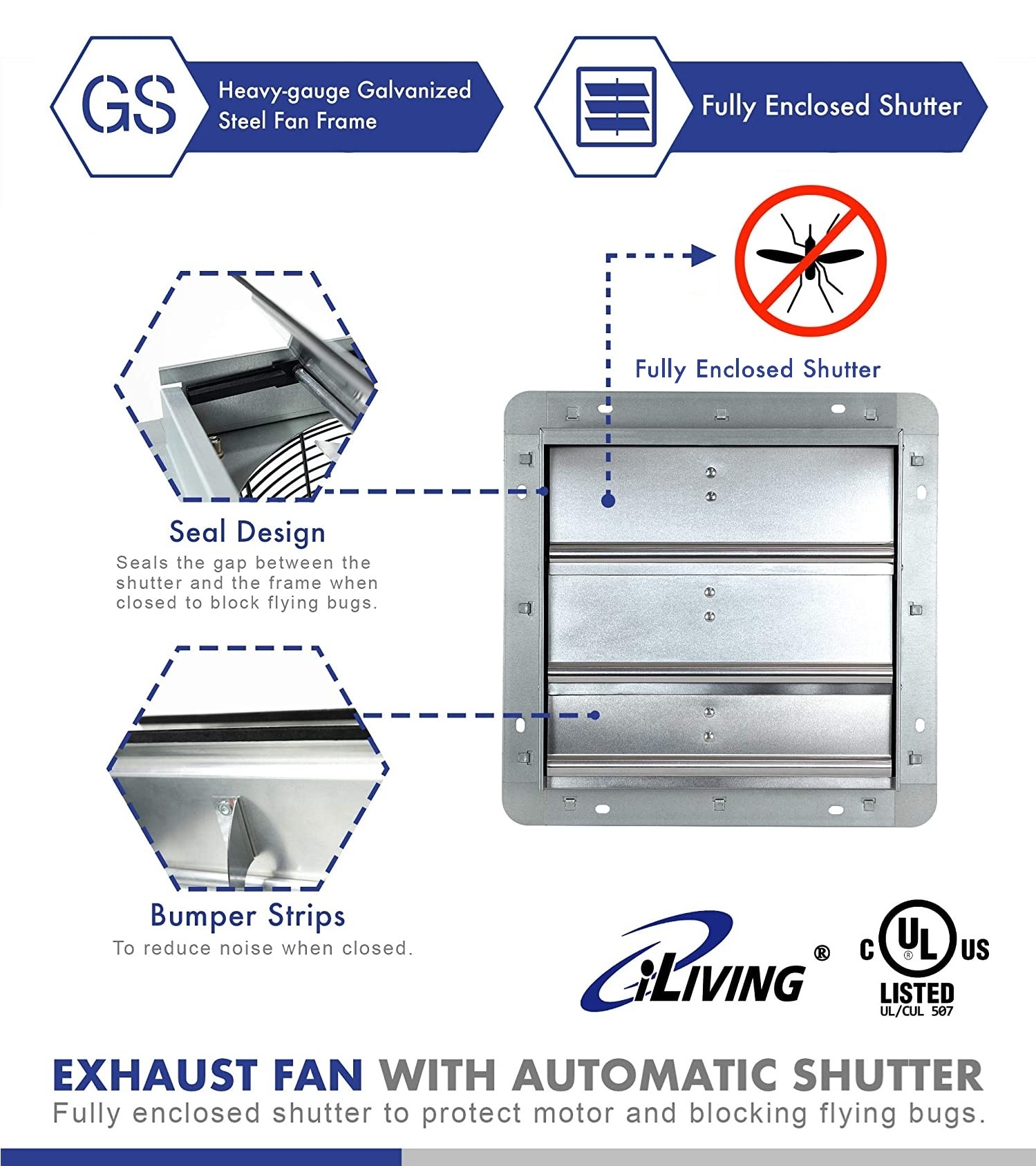iLIVING ILG8SF12V Wall-Mounted-Fans - View #4