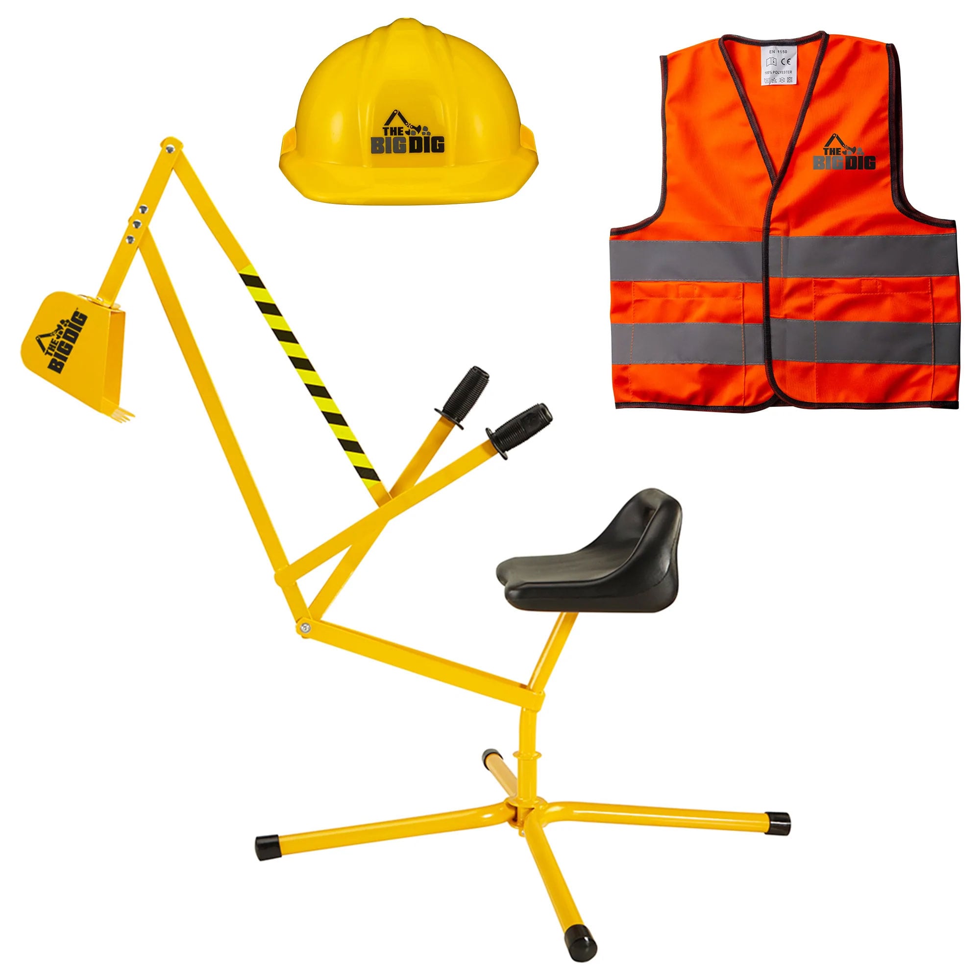 The Big Dig  Sandbox Digger Excavator Crane Vest and Helmet Bundle Outdoor Toy