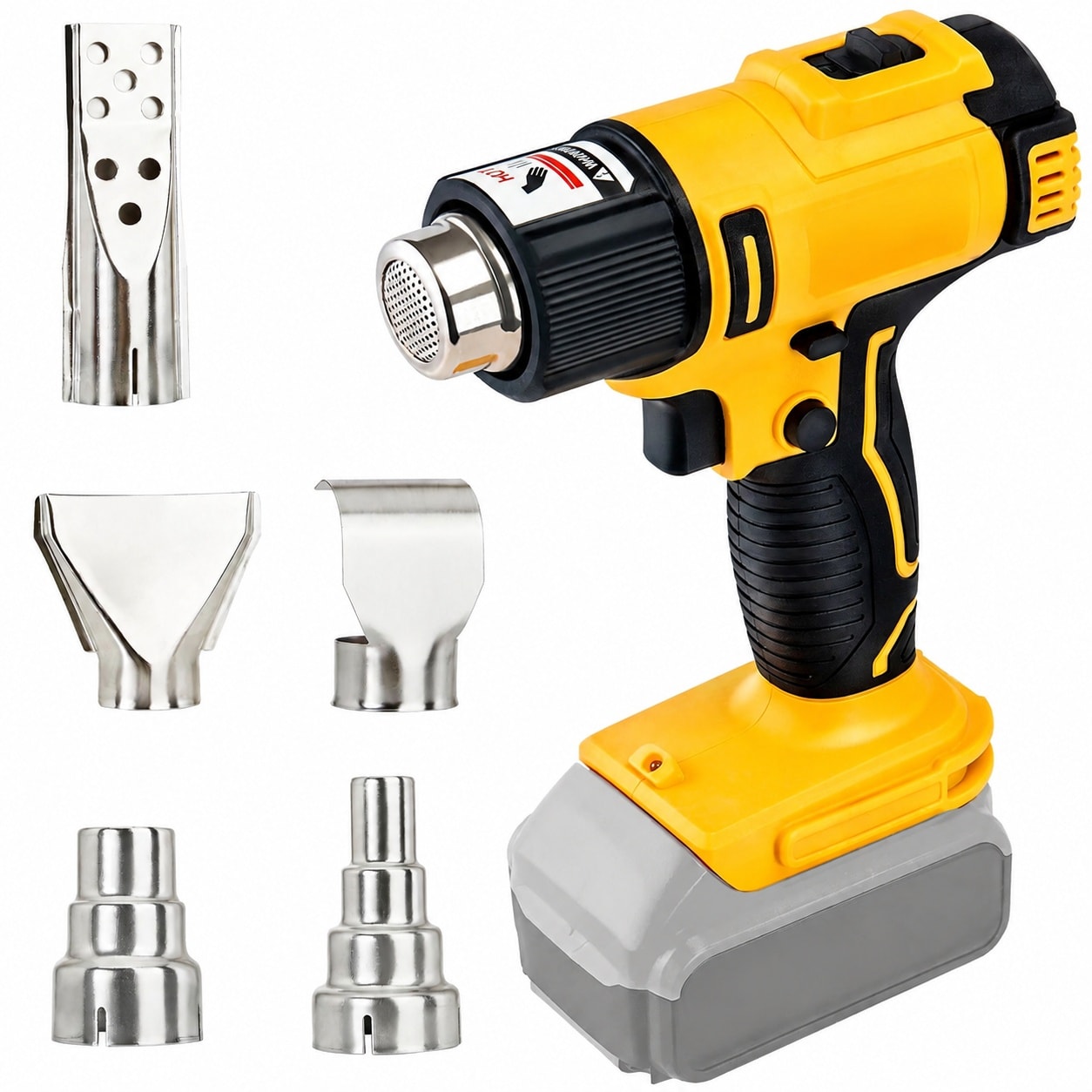 Tietoc Cordless Heat Gun 350W 572F to 1022F Fast Heating Hot Air Gun with 5 Nozzle Attachments for Tube Bending Shrinking Paint Removal Tool Only #LCR0908J213