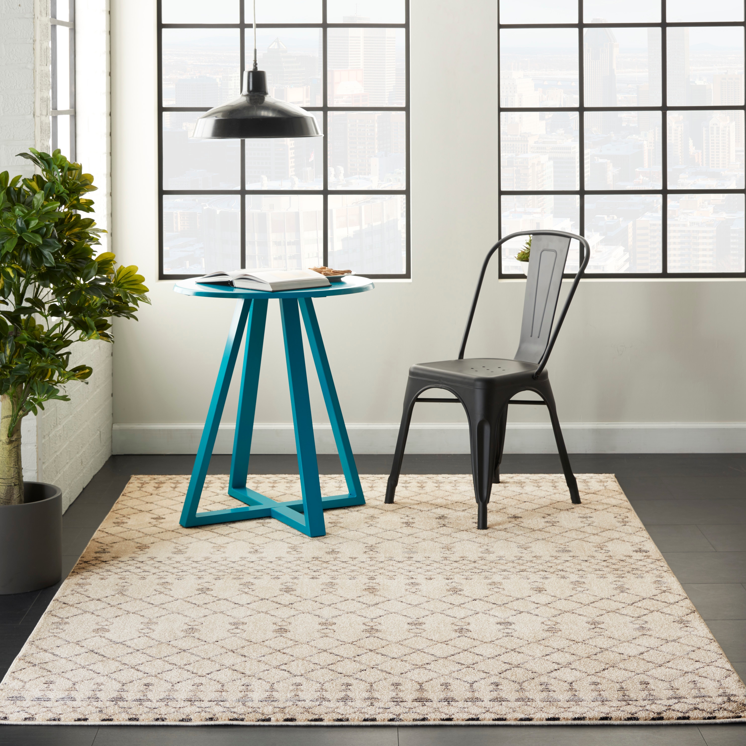 Nourison 99446721174 Royal Moroccan 3 x 5 (ft) Loomed Polypropylene Beige/grey Rectangular Indoor Geometric Moroccan Area rug