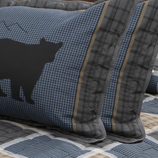 True Grit True Grit Bear Square 3-Piece Blue Full/Queen Quilt Set in the Bedding  Sets department at Lowes.com
