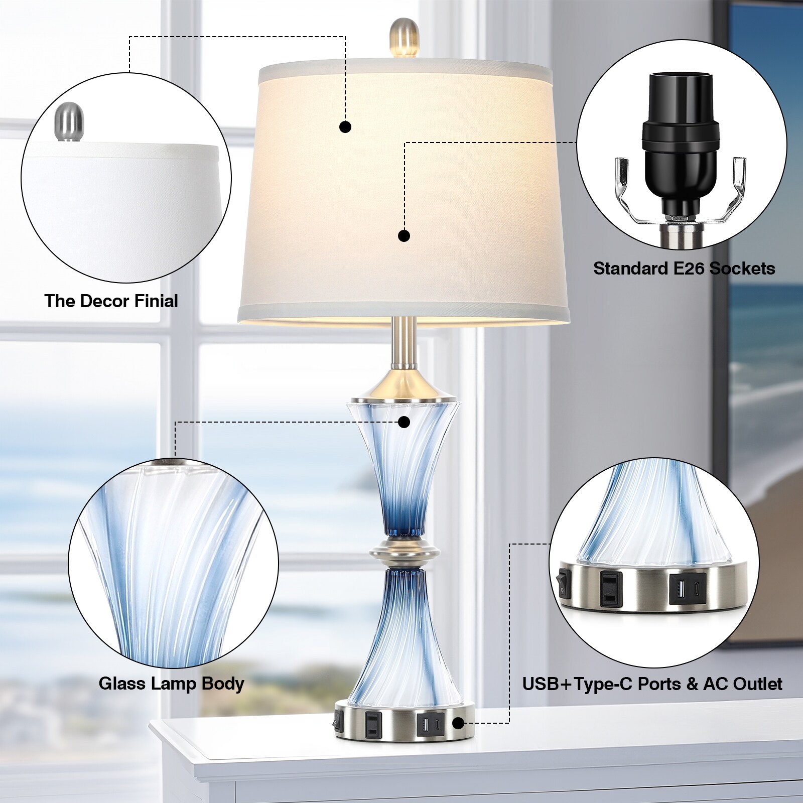 UrFurnishings TD-392 Table-Lamps - View #5