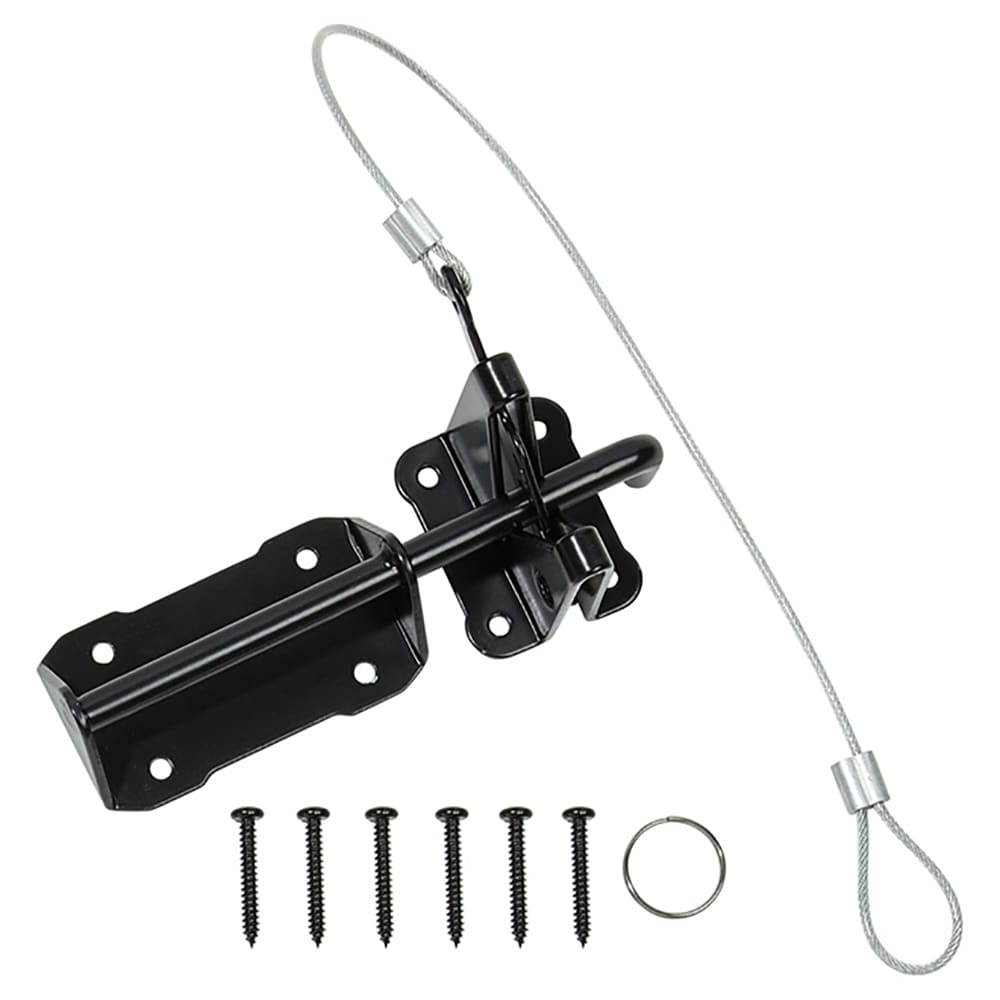 Nuvo Iron Catch with Cable and Ring 3-1/4-in Black Gate Latch in the ...