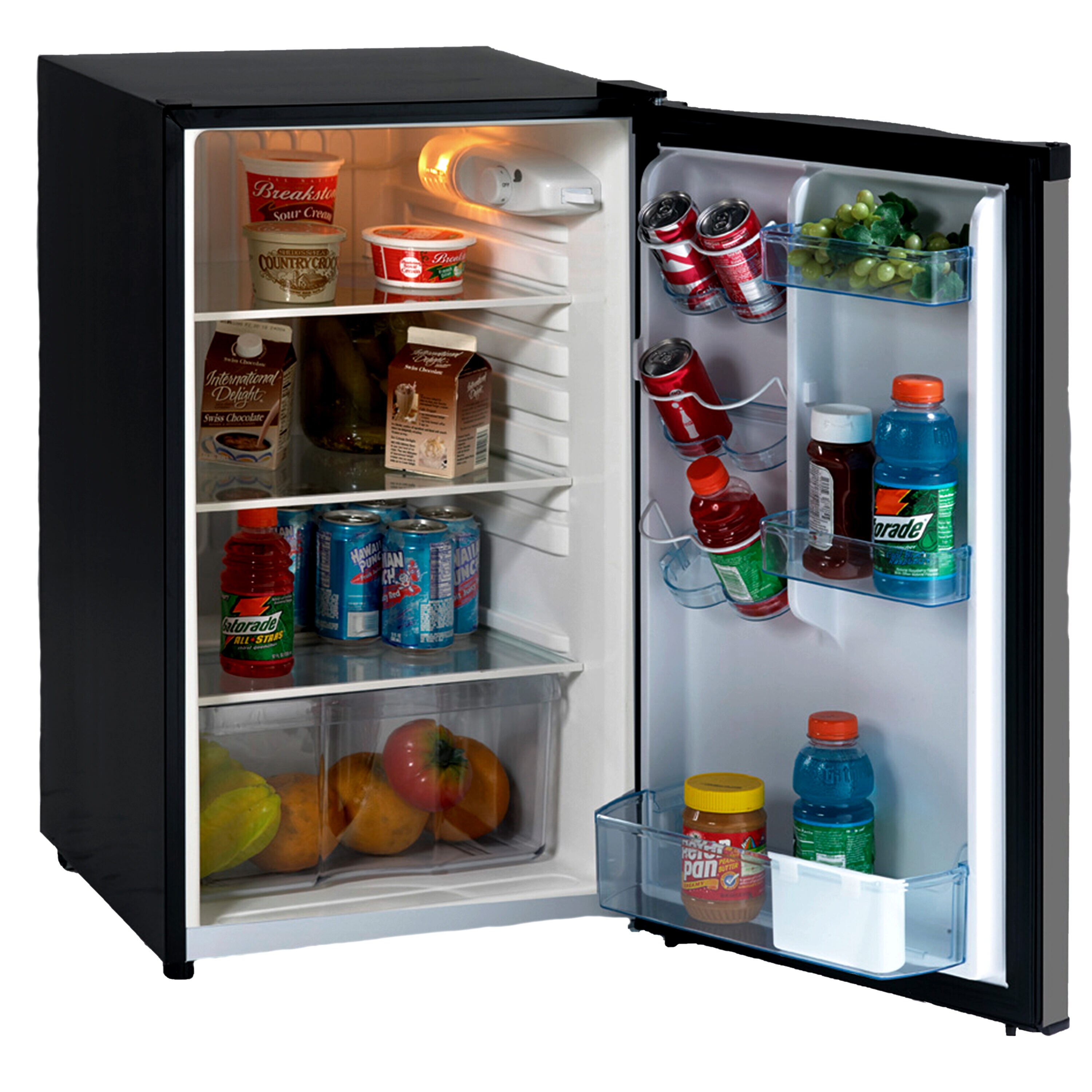 Compact Black and Stainless Steel 4.4 Cu. Ft. Energy Star Refrigerator