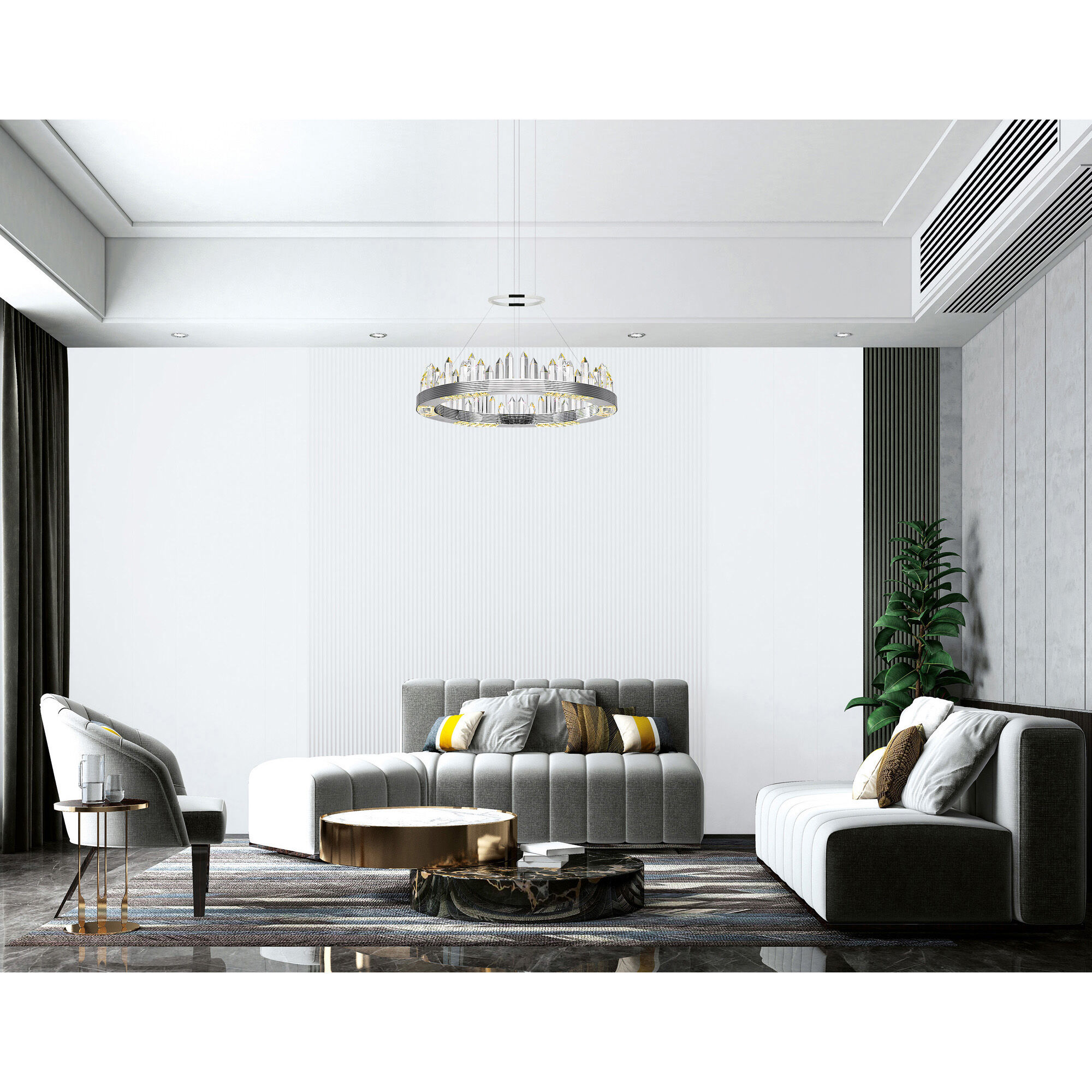 Agassiz 24'' Polished Nickel LED Chandelier with Crystal Towers