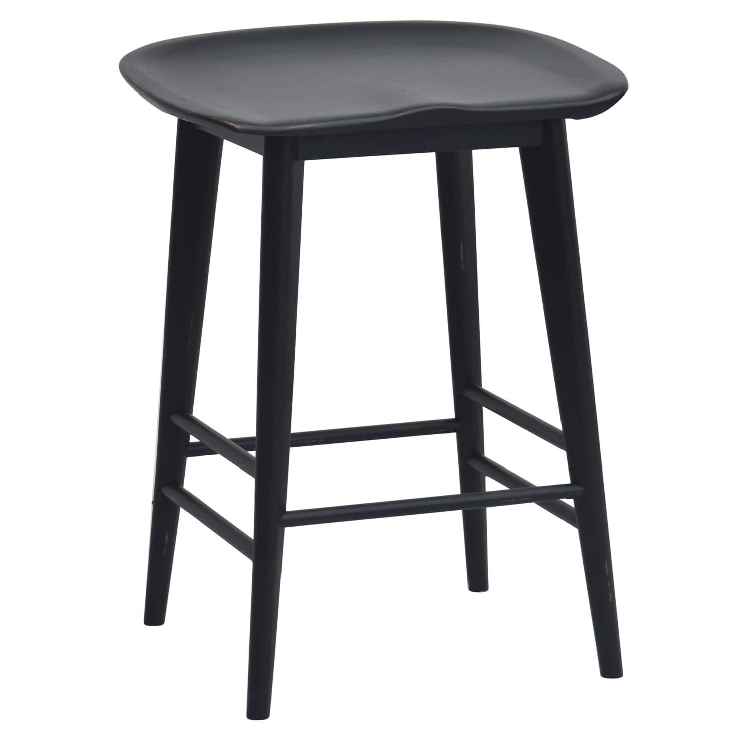 Steve Silver HI600CSB Black 24.0-in H Counter height Saddle seat Wood Bar Stool