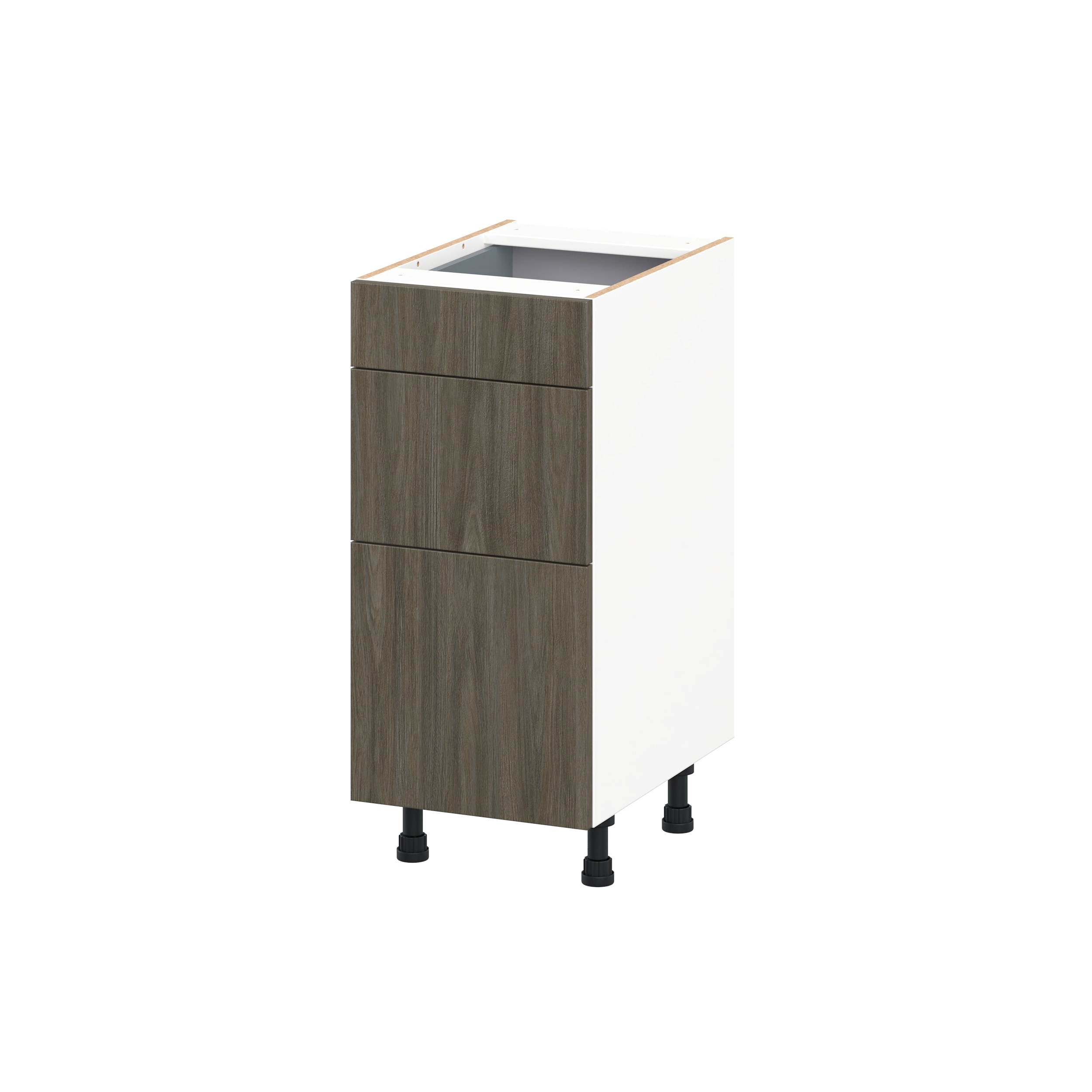 Hugo&Borg DSV3D15-SA Savane 15-in W x 34.5-in H x 21.83-in D Brunt Walnut 3 -Drawers Drawer Base Fully assembled Cabinet Flat Panel Slab
