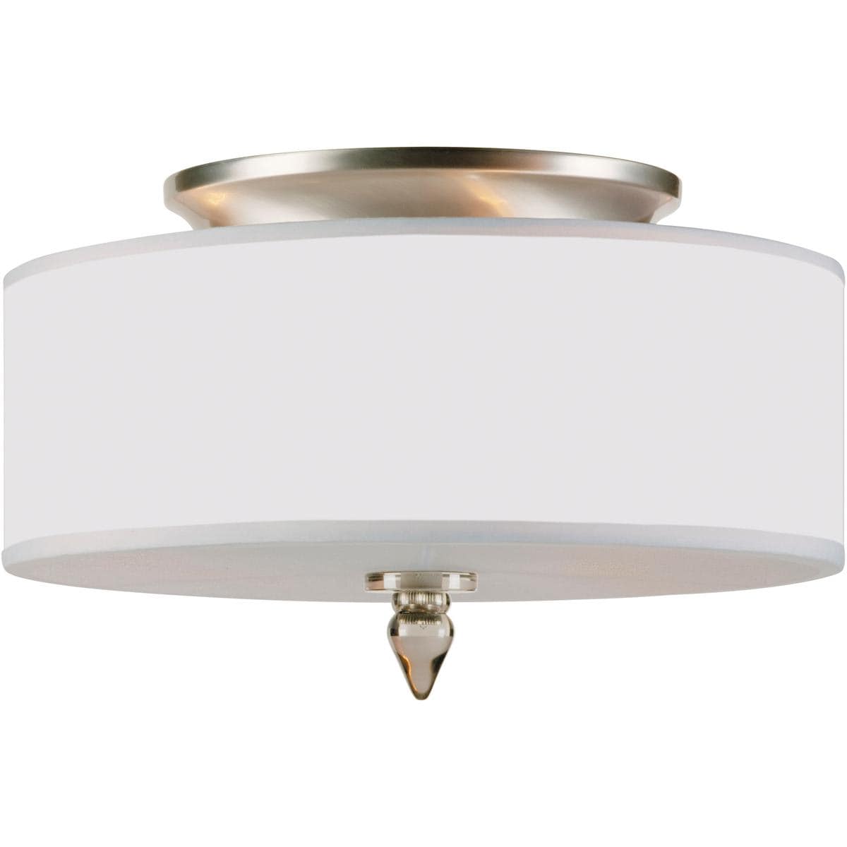 Crystorama Luxo 14-in Satin Nickel Indoor 3 -Light Flush Mount Light Fabric Shade