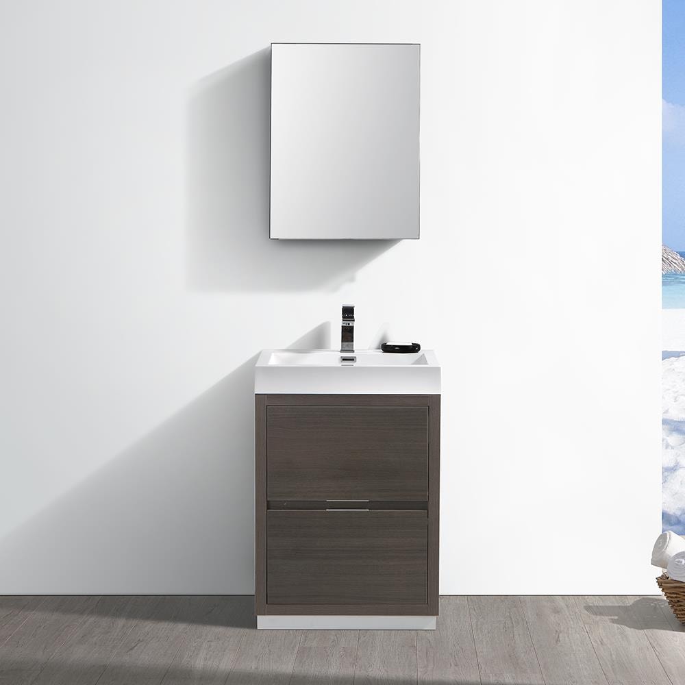 Fresca FVN8424GO Valencia 24-in Gray Oak Single sink Bathroom Vanity with White Acrylic Top