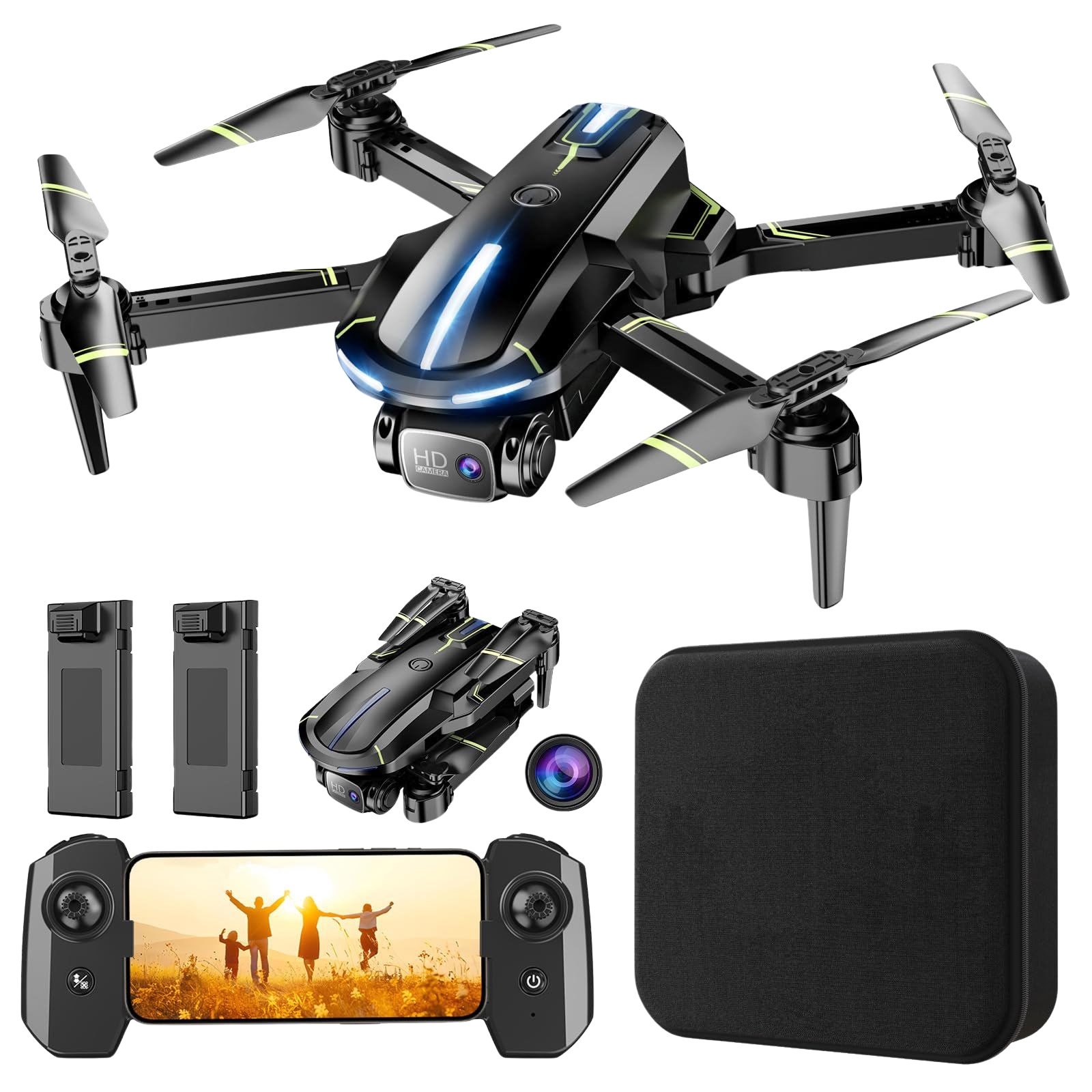 Aoibox  Mini Foldable Drone with 1080P HD Camera One Key Takeoff Landing Gesture Selfie Altitude Hold 3D Flip 2 energy unit