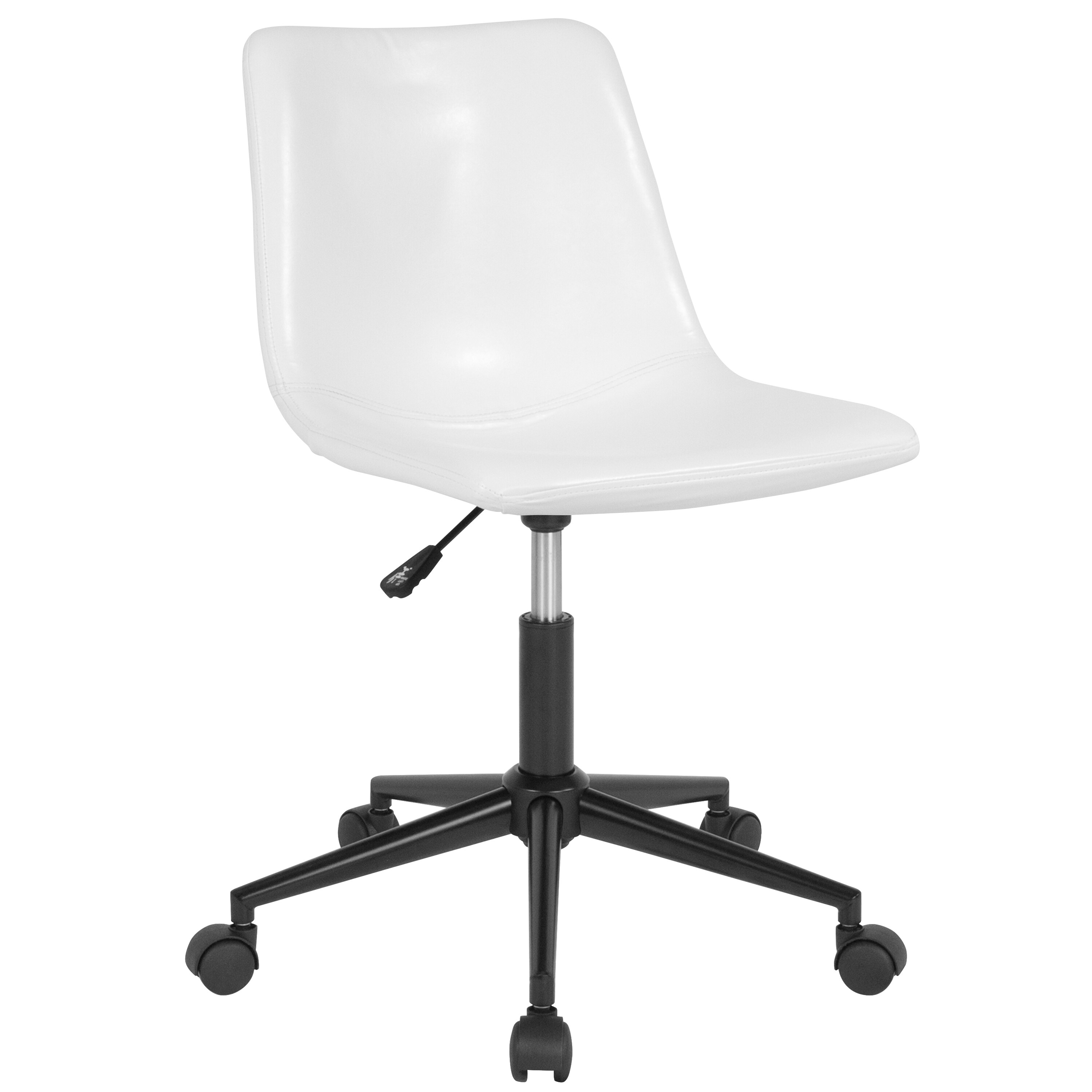 Flash Furniture Siena White Leather Contemporary Adjustable Height Swivel Faux Leather Task Chair in the Office Chairs department at Lowes