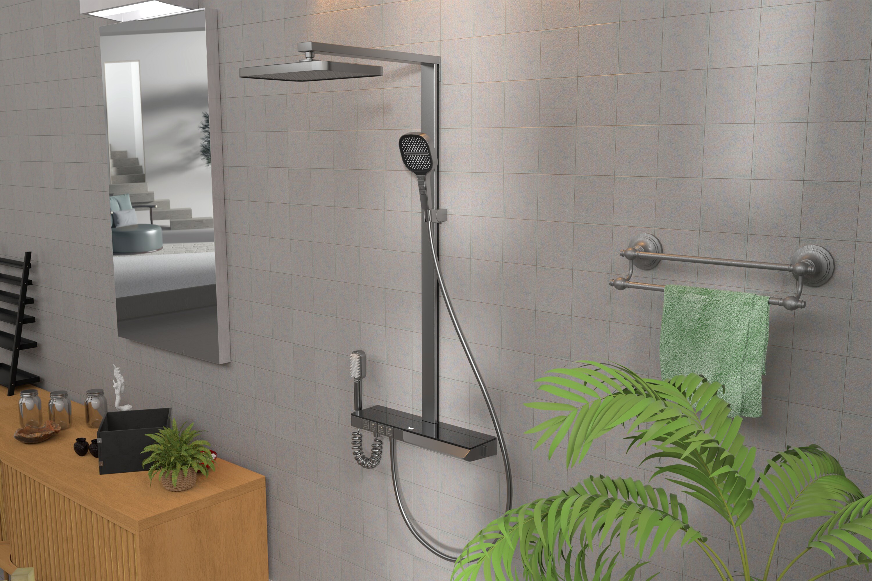 WELLFOR CR-P-12-3W02BN Showerhead-Bar-Panels - View #2