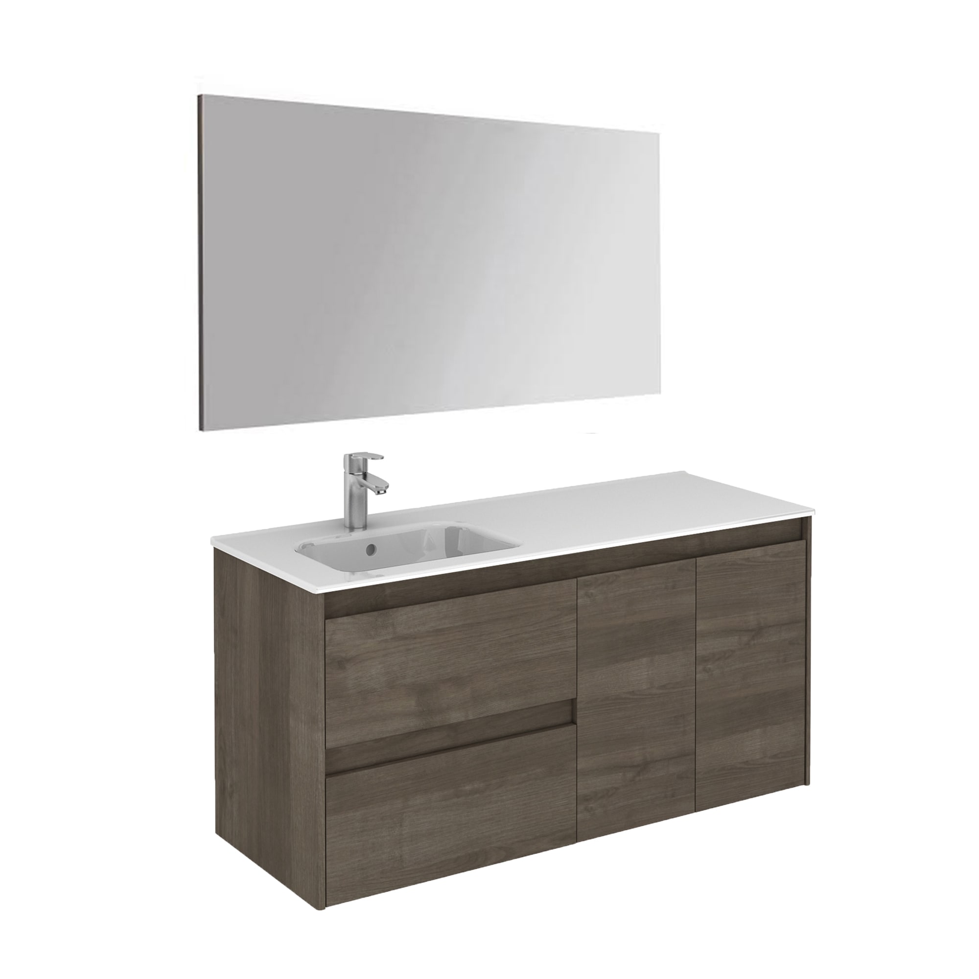 WS Bath Collections AMBRA 120L PACK 1 SA Ambra Vanities 48-in Samara Ash Single Sink Floating Bathroom Vanity with Glossy White Solid Surface Top (Mirror Included)