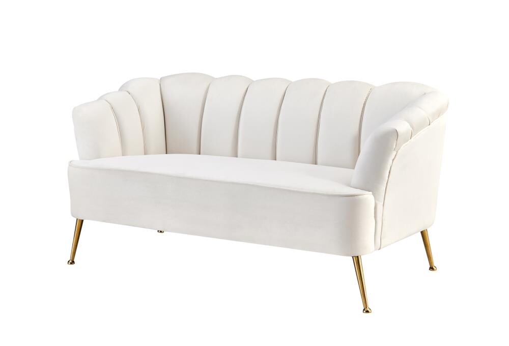 Chic Home Design Alicia 61-in Modern Beige Velvet 2-seater Loveseat in the  Couches, Sofas & Loveseats department at