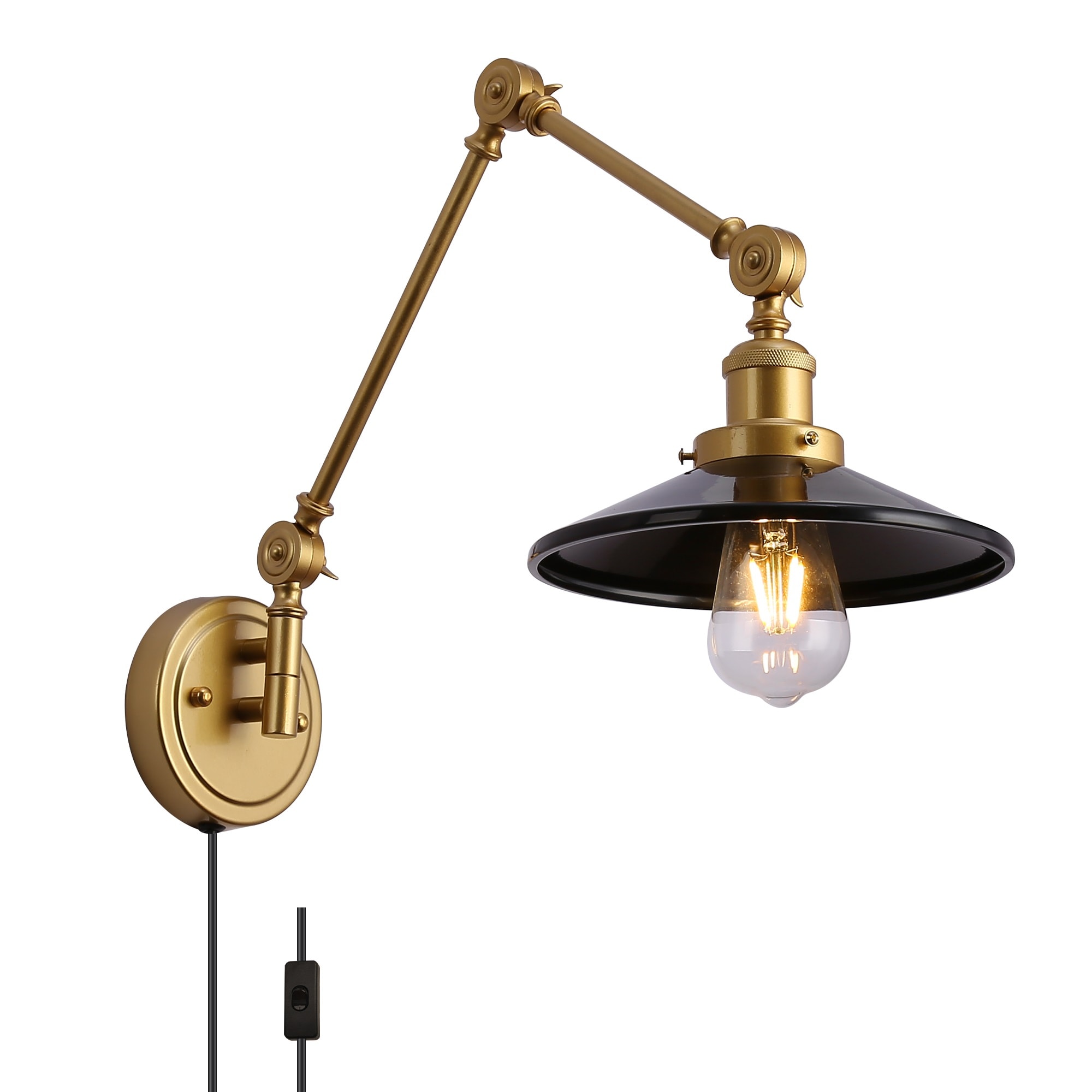 Zompoo swinglamp 8.6-in W 1 -Light Black Wall Sconce